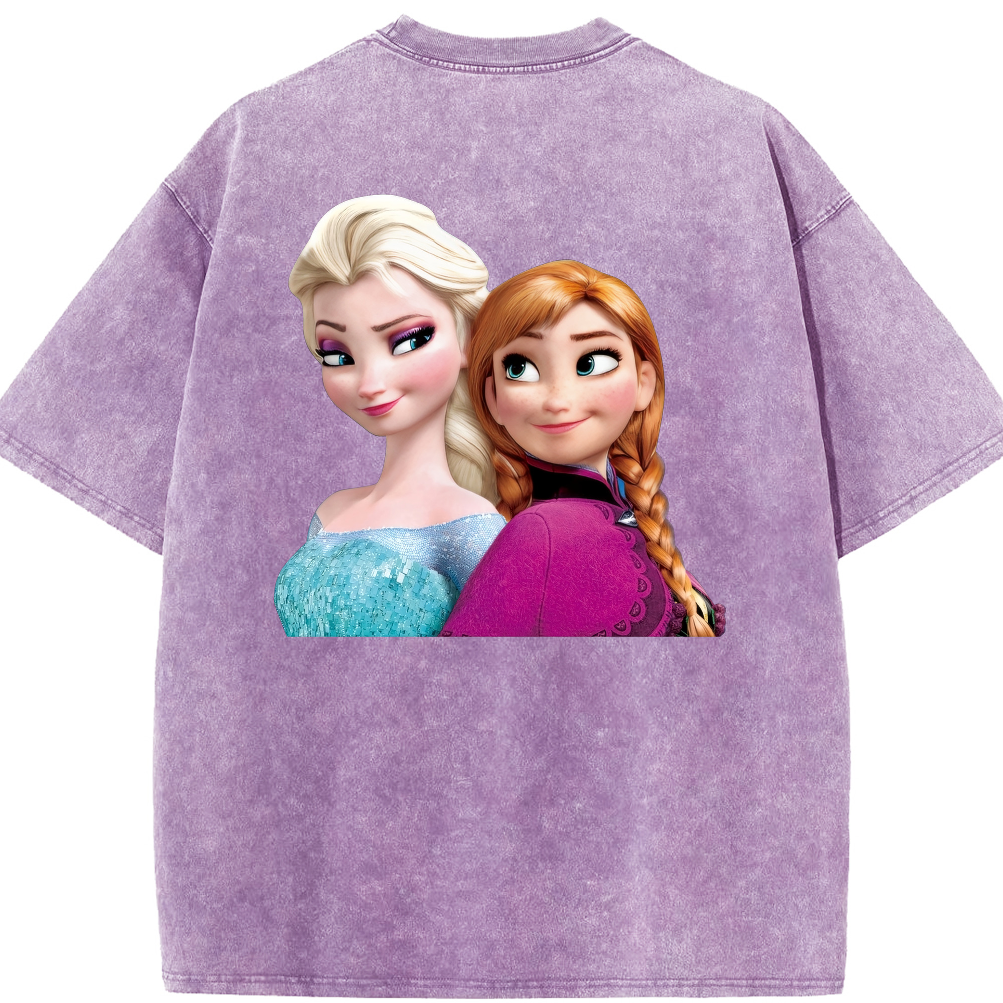 （画像用） アナと雪の女王 アンナ エルサ Frozen Anna Elsa 綿100% ヴィンテージ風 半袖Tシャツ（背面プリント）