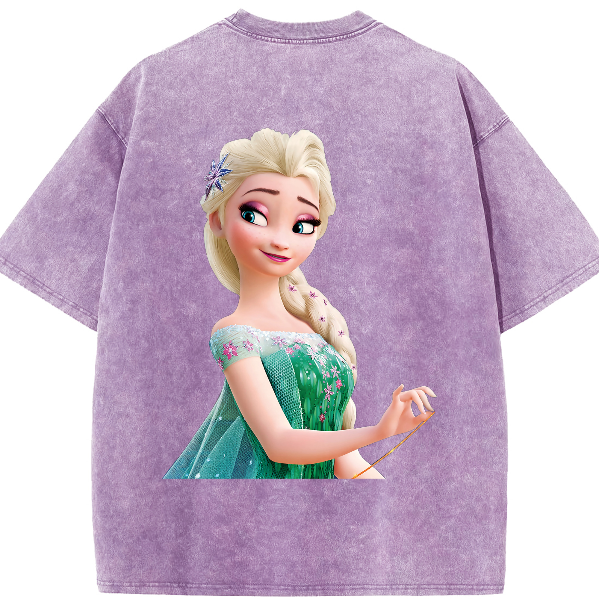 （画像用） アナと雪の女王 アンナ エルサ Frozen Anna Elsa 綿100% ヴィンテージ風 半袖Tシャツ（背面プリント）