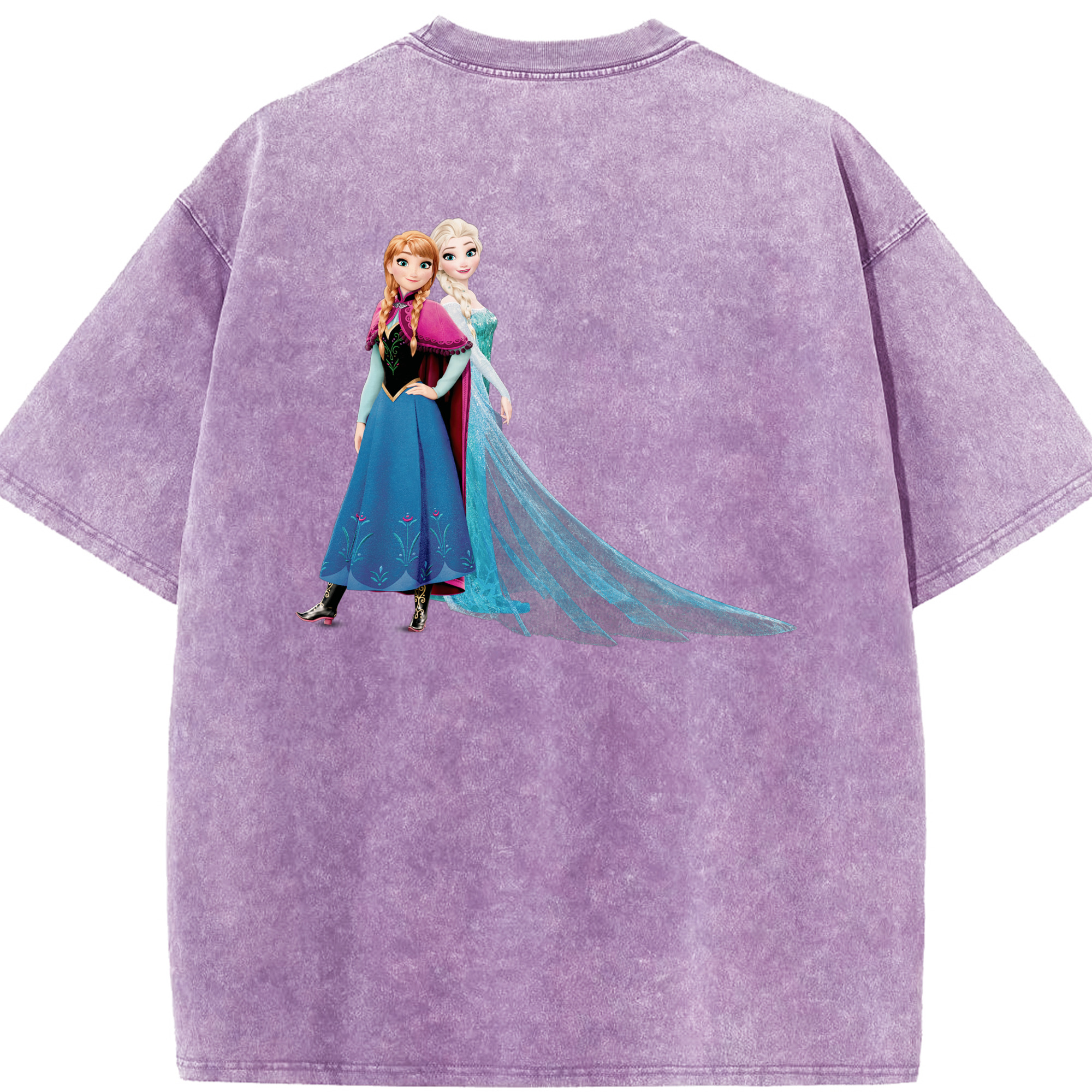 （画像用） アナと雪の女王 アンナ エルサ Frozen Anna Elsa 綿100% ヴィンテージ風 半袖Tシャツ（背面プリント）