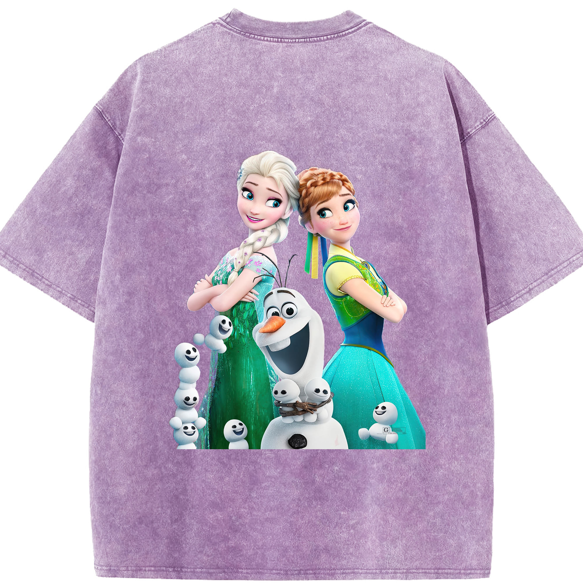（画像用） アナと雪の女王 アンナ エルサ Frozen Anna Elsa 綿100% ヴィンテージ風 半袖Tシャツ（背面プリント）