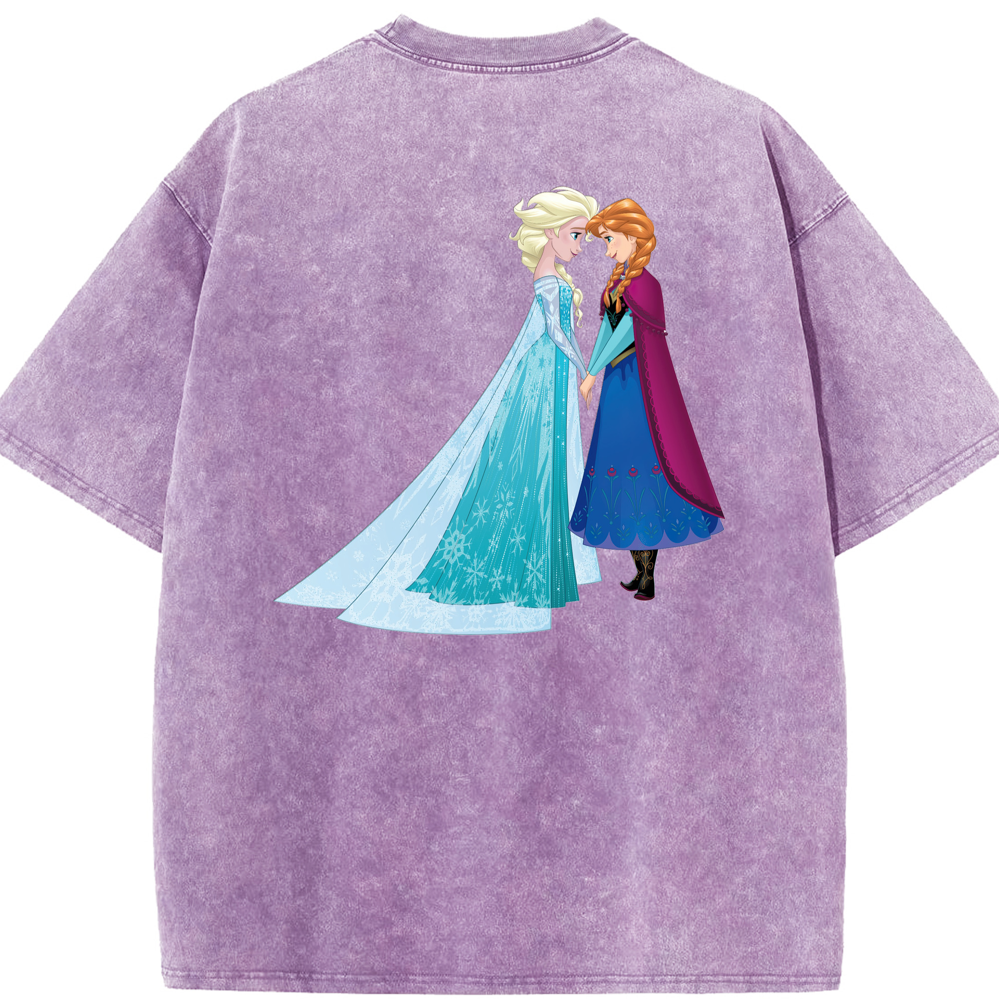 （画像用） アナと雪の女王 アンナ エルサ Frozen Anna Elsa 綿100% ヴィンテージ風 半袖Tシャツ（背面プリント）