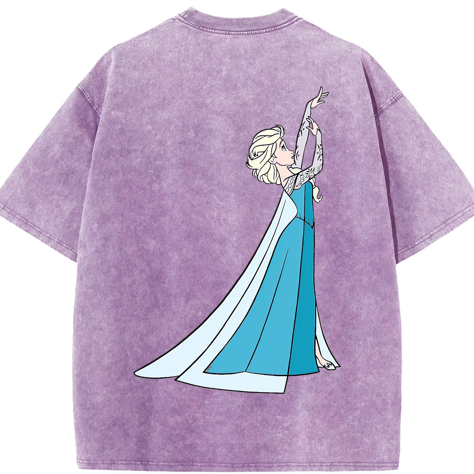 （画像用） アナと雪の女王 アンナ エルサ Frozen Anna Elsa 綿100% ヴィンテージ風 半袖Tシャツ（背面プリント）