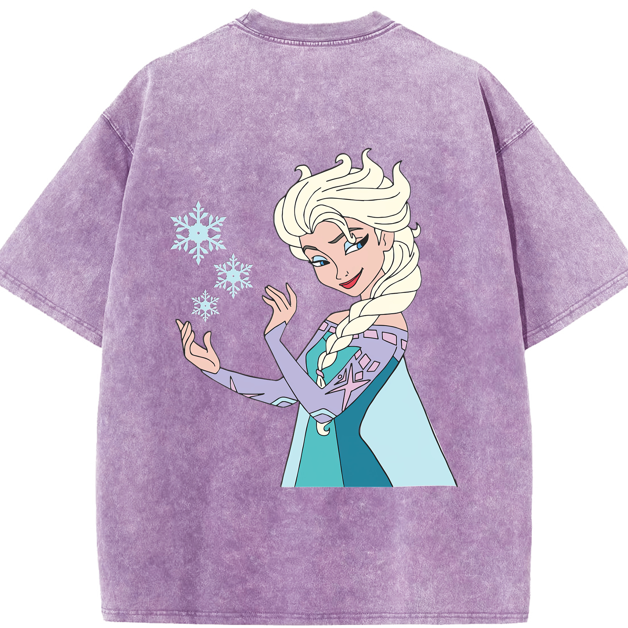 （画像用） アナと雪の女王 アンナ エルサ Frozen Anna Elsa 綿100% ヴィンテージ風 半袖Tシャツ（背面プリント）