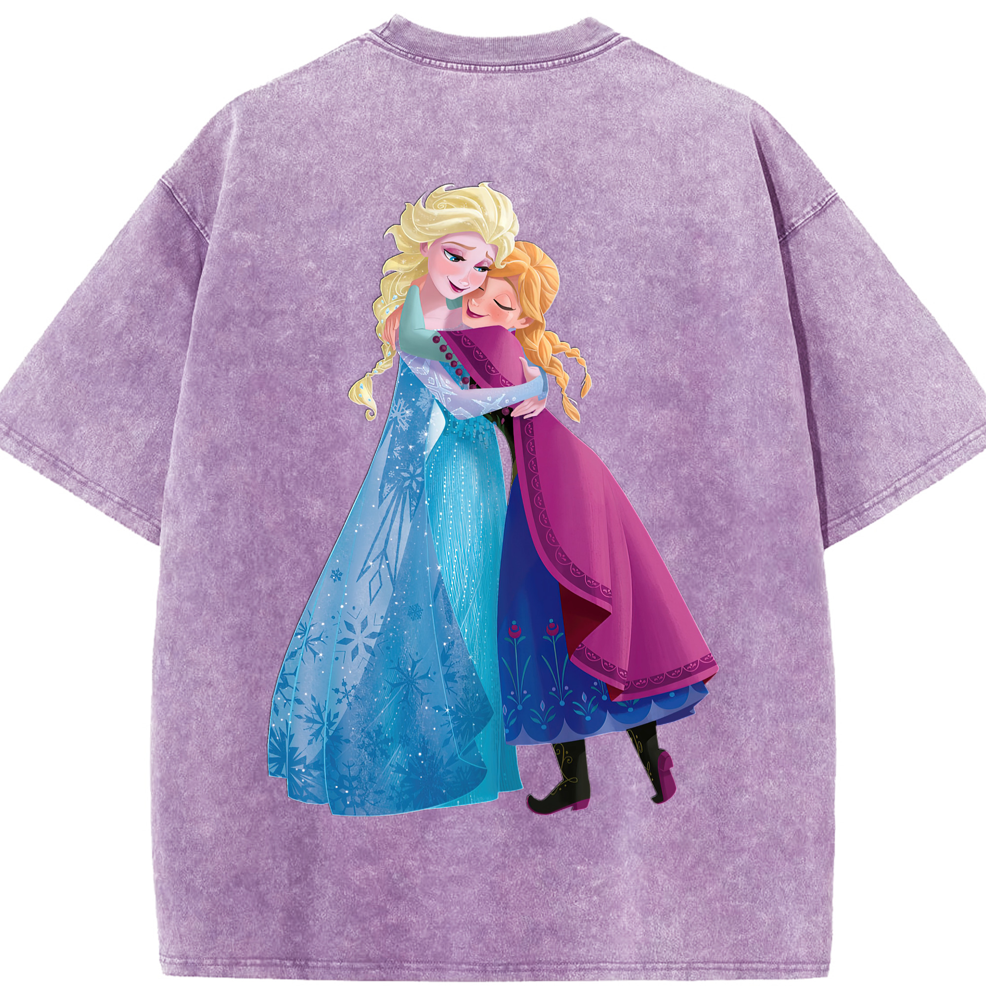 （画像用） アナと雪の女王 アンナ エルサ Frozen Anna Elsa 綿100% ヴィンテージ風 半袖Tシャツ（背面プリント）