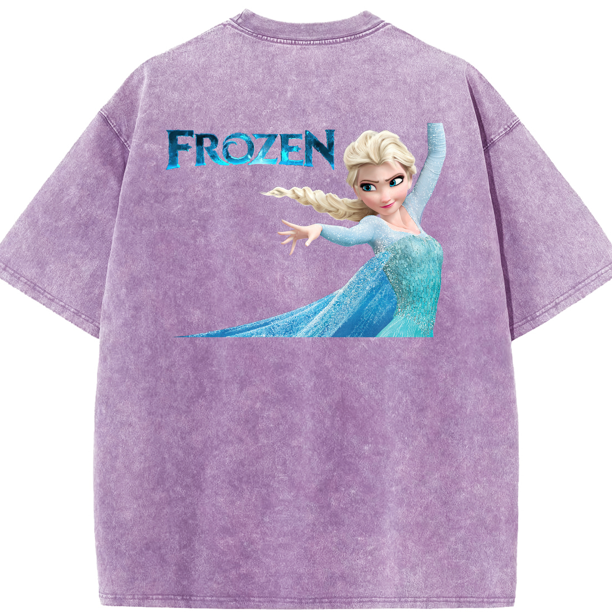 （画像用） アナと雪の女王 アンナ エルサ Frozen Anna Elsa 綿100% ヴィンテージ風 半袖Tシャツ（背面プリント）