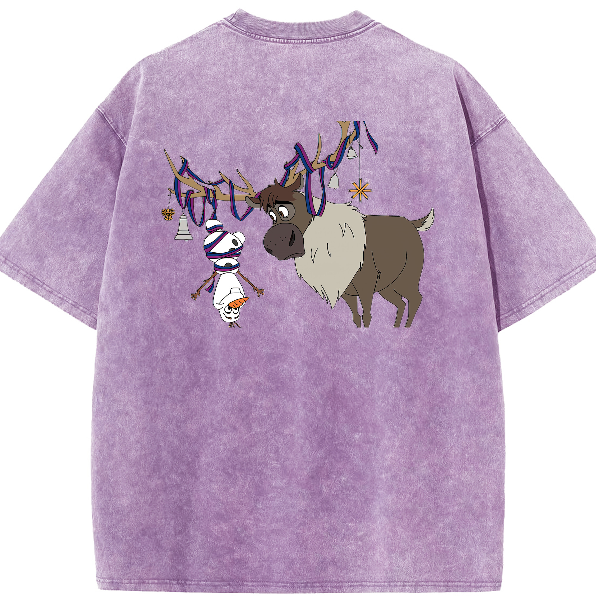 （画像用） アナと雪の女王 アンナ エルサ Frozen Anna Elsa 綿100% ヴィンテージ風 半袖Tシャツ（背面プリント）