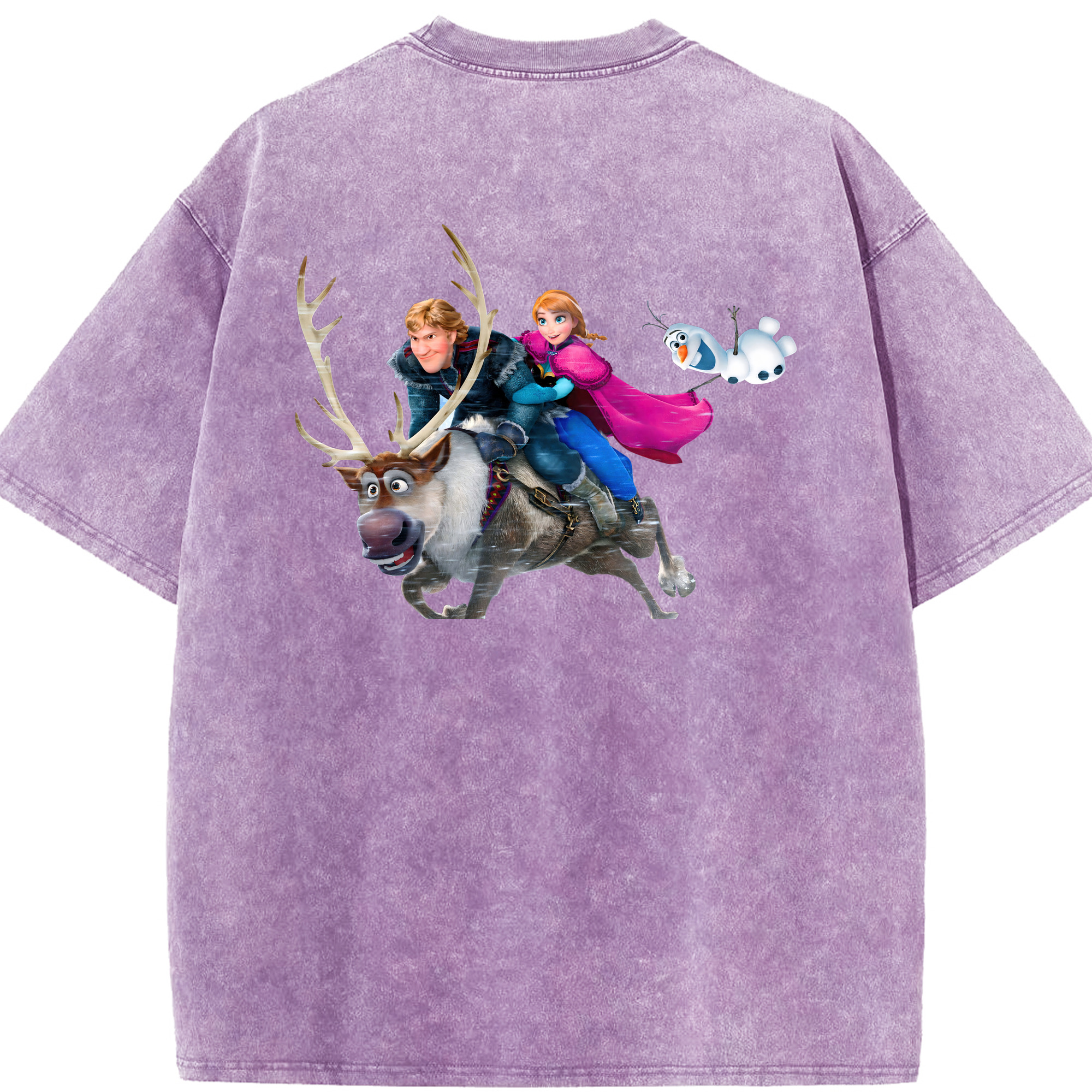 （画像用） アナと雪の女王 アンナ エルサ Frozen Anna Elsa 綿100% ヴィンテージ風 半袖Tシャツ（背面プリント）