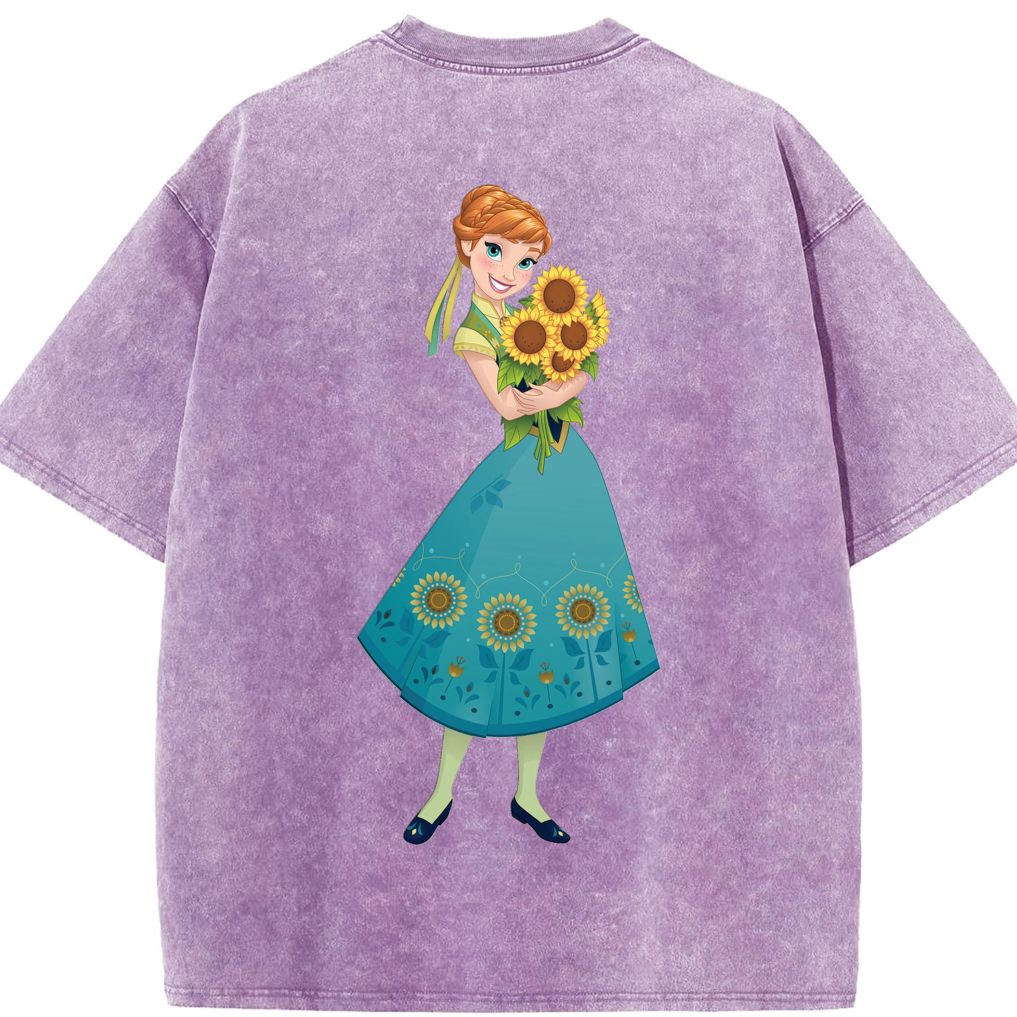 （画像用） アナと雪の女王 アンナ エルサ Frozen Anna Elsa 綿100% ヴィンテージ風 半袖Tシャツ（背面プリント）