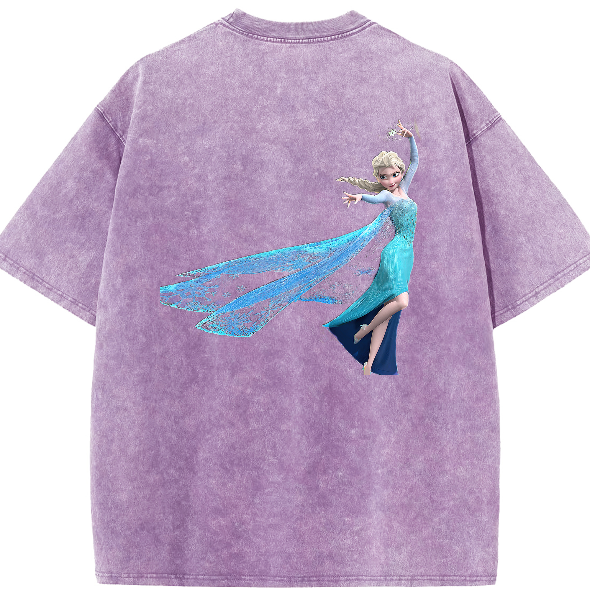 （画像用） アナと雪の女王 アンナ エルサ Frozen Anna Elsa 綿100% ヴィンテージ風 半袖Tシャツ（背面プリント）