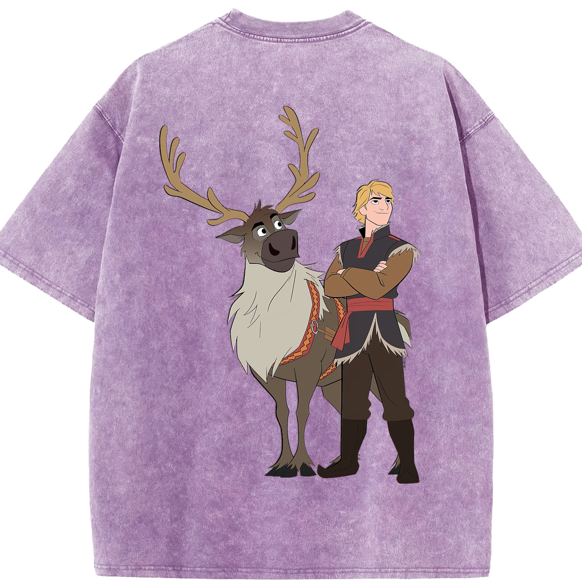 （画像用） アナと雪の女王 アンナ エルサ Frozen Anna Elsa 綿100% ヴィンテージ風 半袖Tシャツ（背面プリント）
