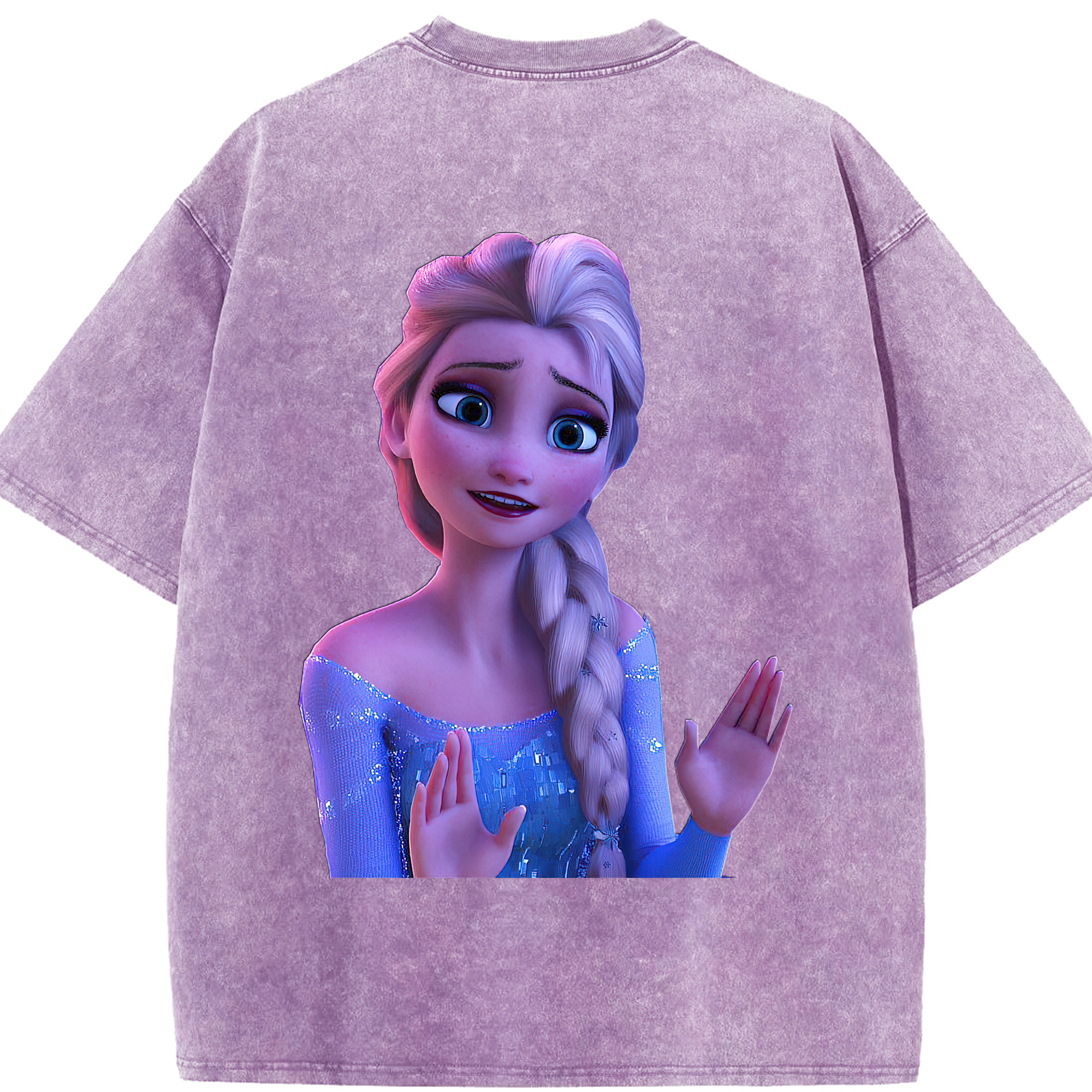 （画像用） アナと雪の女王 アンナ エルサ Frozen Anna Elsa 綿100% ヴィンテージ風 半袖Tシャツ（背面プリント）