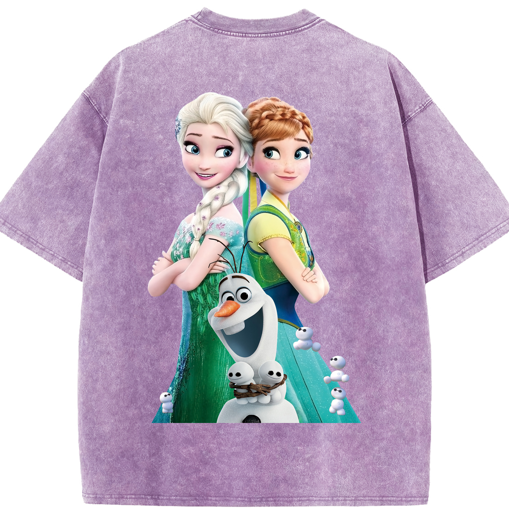 （画像用） アナと雪の女王 アンナ エルサ Frozen Anna Elsa 綿100% ヴィンテージ風 半袖Tシャツ（背面プリント）