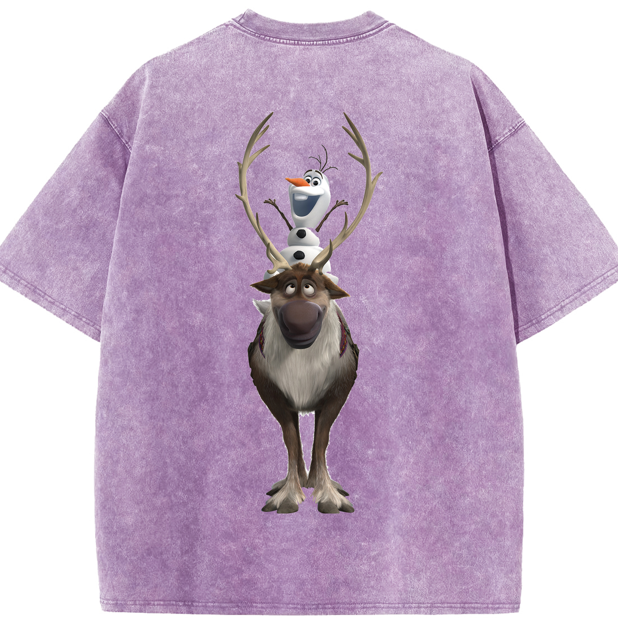 （画像用） アナと雪の女王 アンナ エルサ Frozen Anna Elsa 綿100% ヴィンテージ風 半袖Tシャツ（背面プリント）