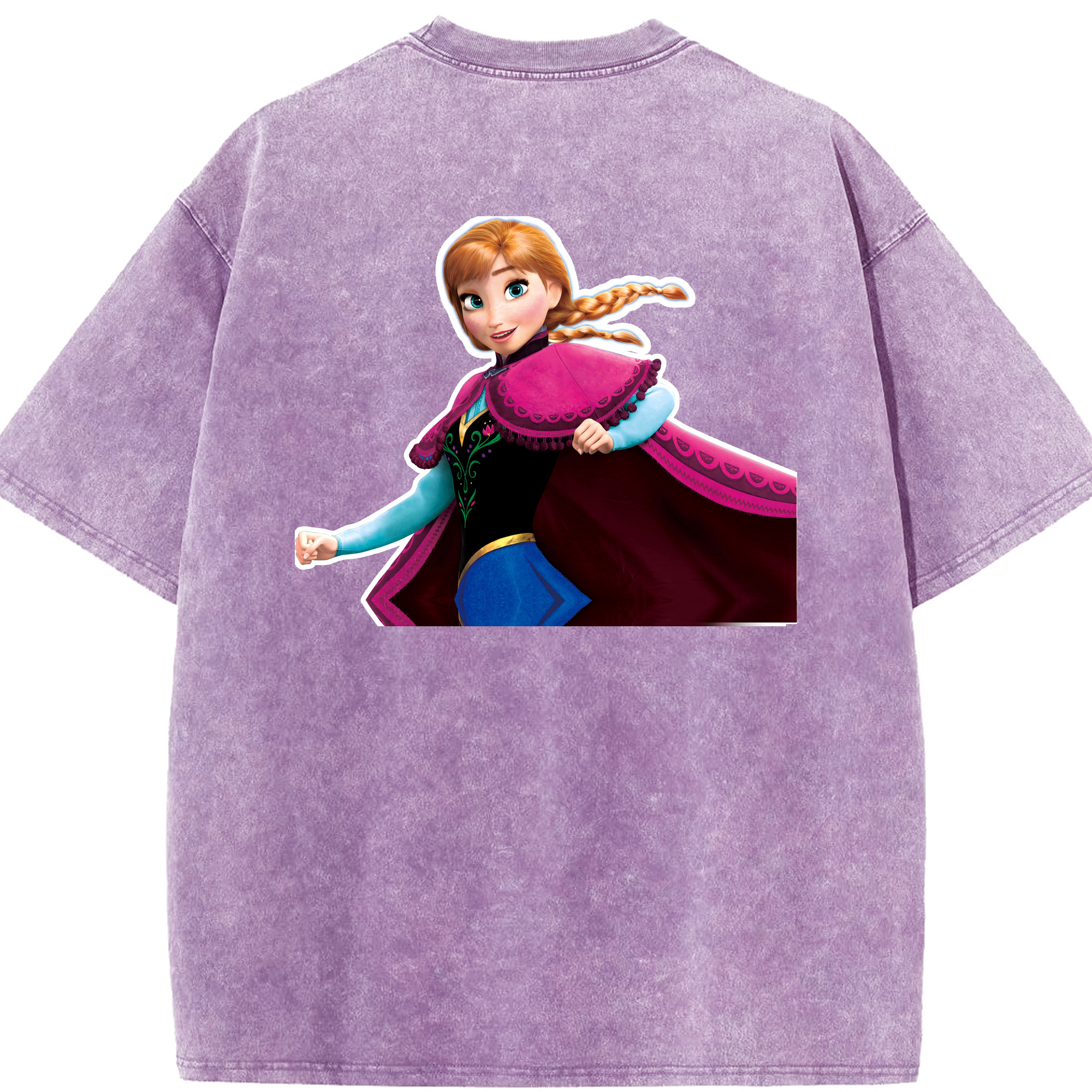 （画像用） アナと雪の女王 アンナ エルサ Frozen Anna Elsa 綿100% ヴィンテージ風 半袖Tシャツ（背面プリント）