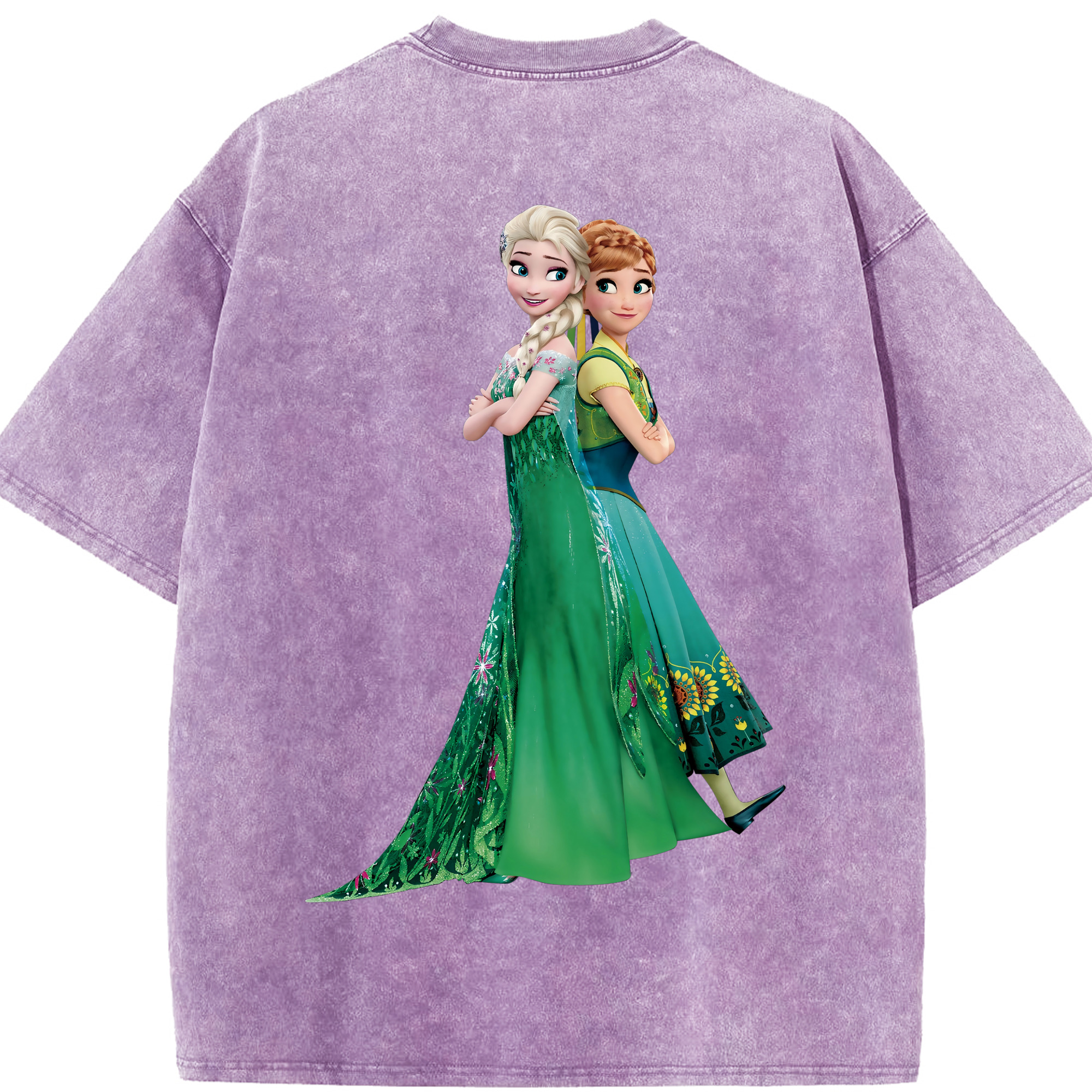 （画像用） アナと雪の女王 アンナ エルサ Frozen Anna Elsa 綿100% ヴィンテージ風 半袖Tシャツ（背面プリント）