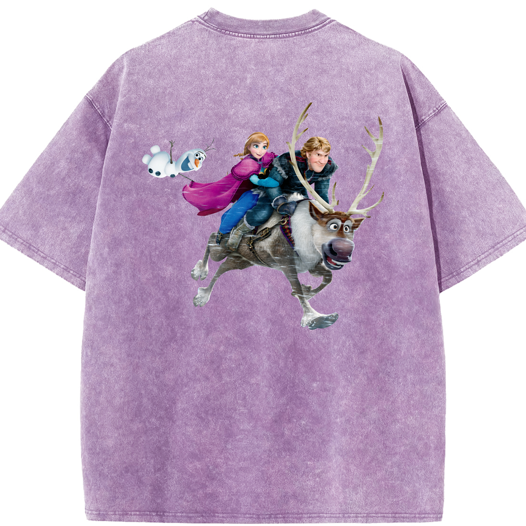 （画像用） アナと雪の女王 アンナ エルサ Frozen Anna Elsa 綿100% ヴィンテージ風 半袖Tシャツ（背面プリント）