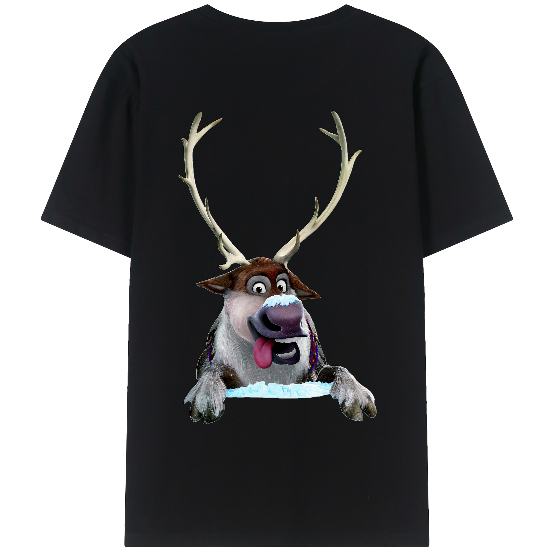 （画像用） アナと雪の女王 アンナ エルサ Frozen Anna Elsa 綿100％ メンズ半袖Tシャツ（バックプリント） 通気性