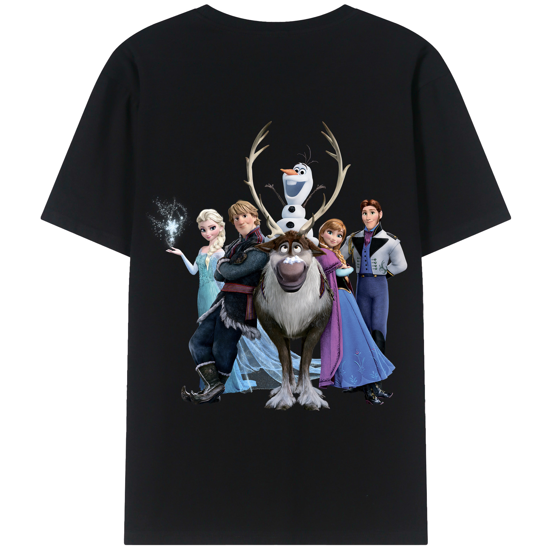 （画像用） アナと雪の女王 アンナ エルサ Frozen Anna Elsa 綿100％ メンズ半袖Tシャツ（バックプリント） 通気性