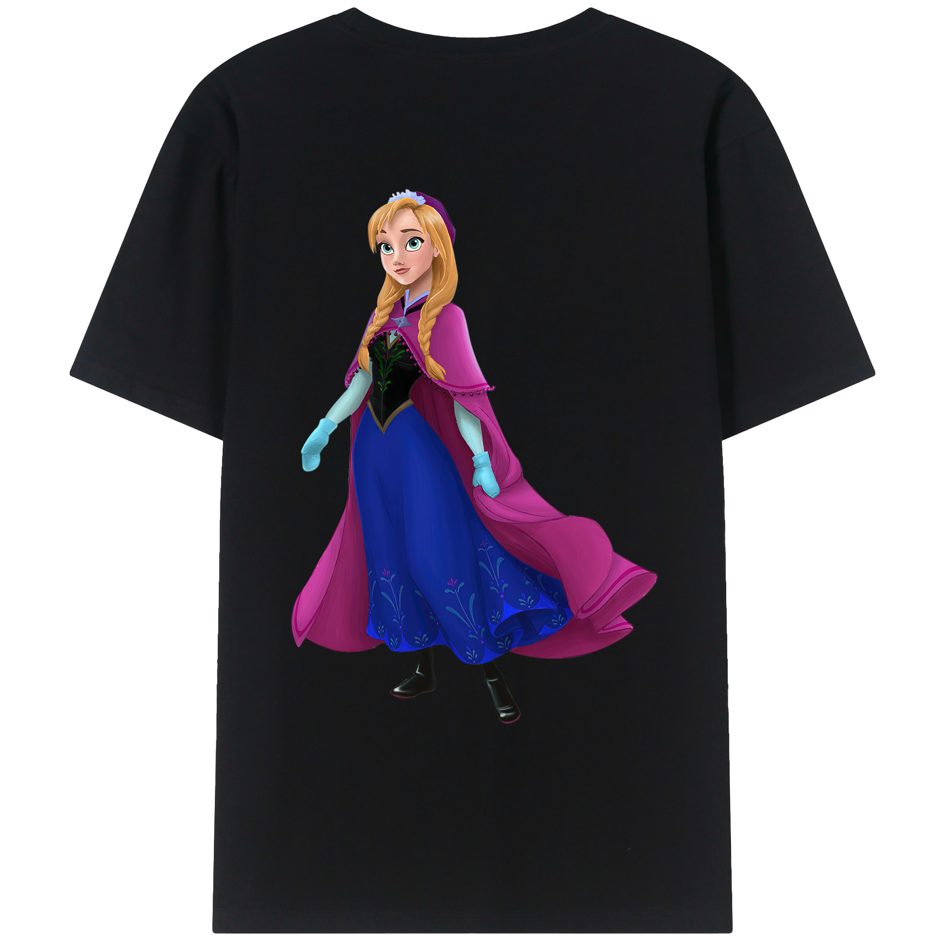 （画像用） アナと雪の女王 アンナ エルサ Frozen Anna Elsa 綿100％ メンズ半袖Tシャツ（バックプリント） 通気性