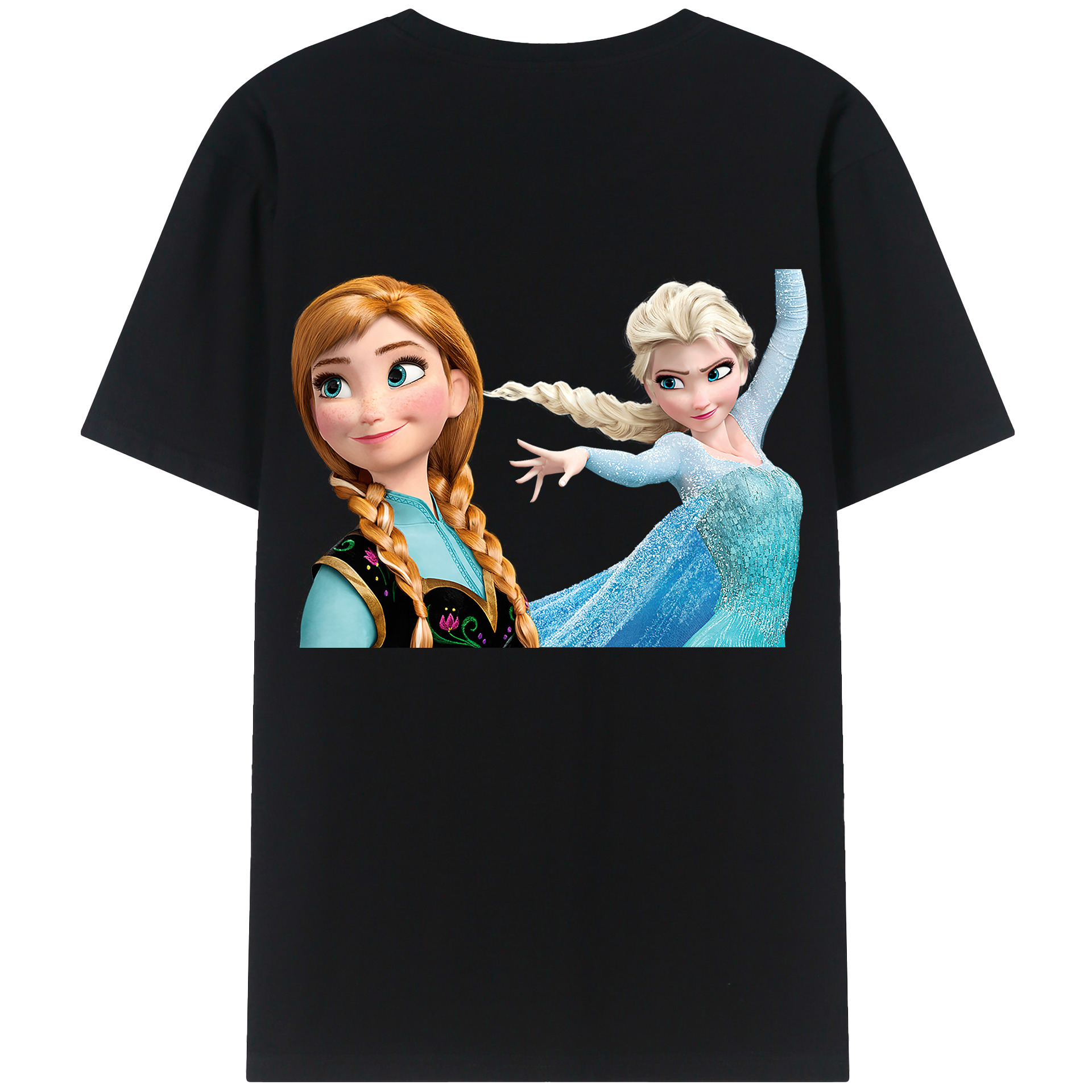 （画像用） アナと雪の女王 アンナ エルサ Frozen Anna Elsa 綿100％ メンズ半袖Tシャツ（バックプリント） 通気性