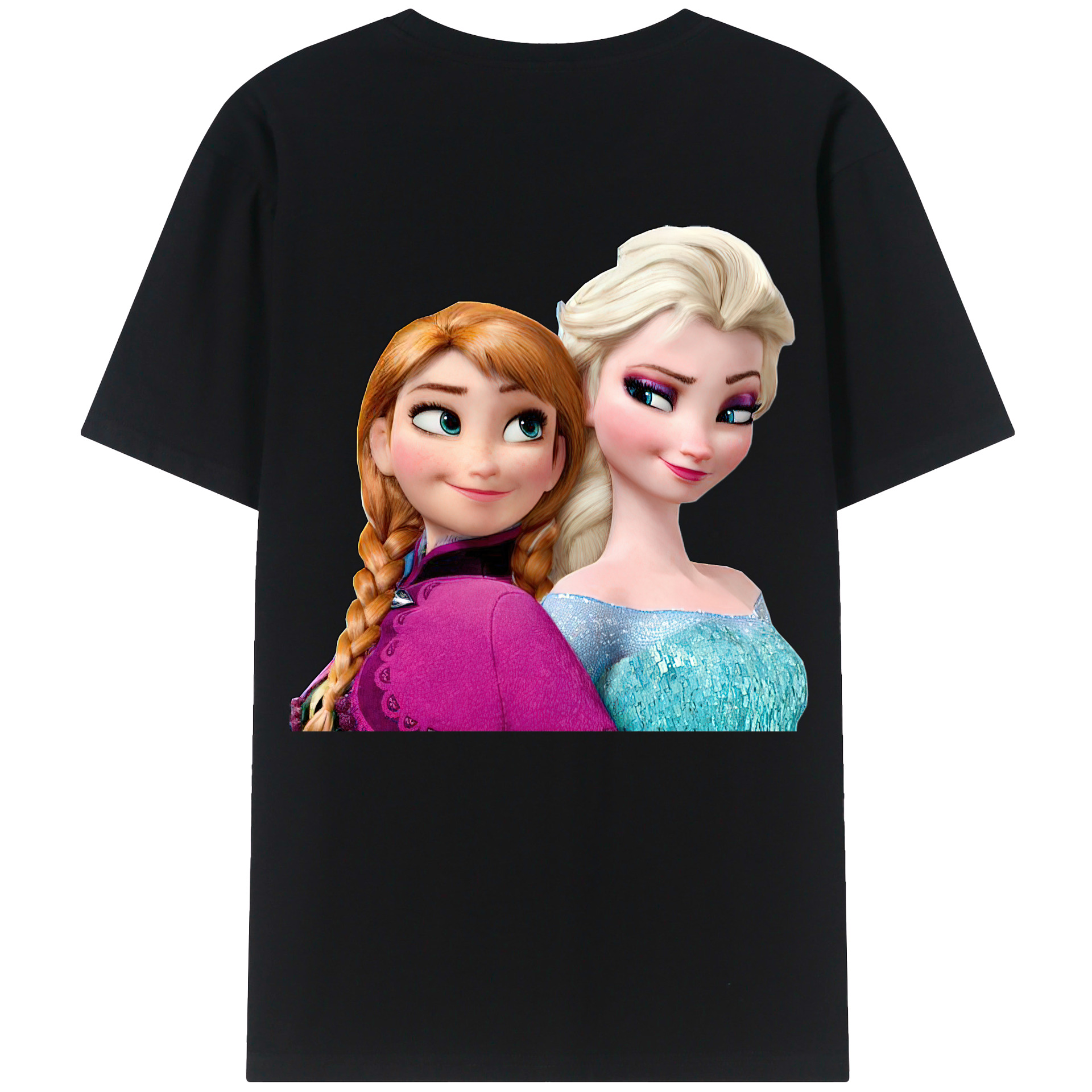 （画像用） アナと雪の女王 アンナ エルサ Frozen Anna Elsa 綿100％ メンズ半袖Tシャツ（バックプリント） 通気性