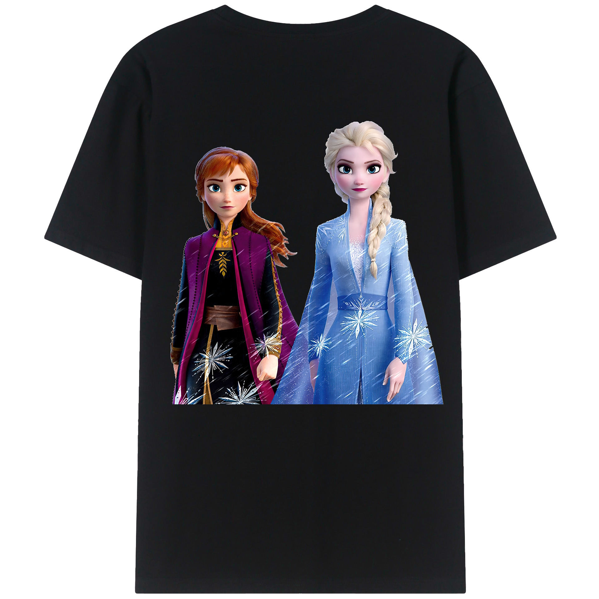（画像用） アナと雪の女王 アンナ エルサ Frozen Anna Elsa 綿100％ メンズ半袖Tシャツ（バックプリント） 通気性