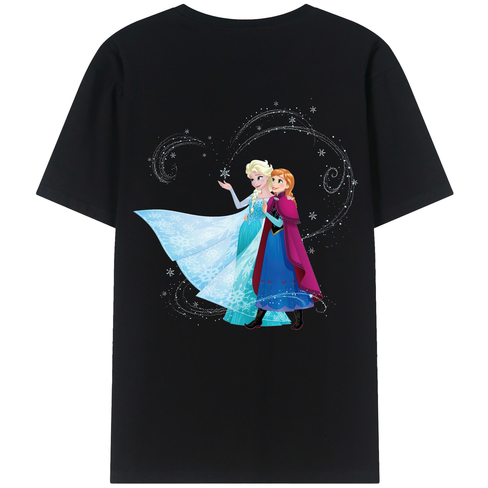 （画像用） アナと雪の女王 アンナ エルサ Frozen Anna Elsa 綿100％ メンズ半袖Tシャツ（バックプリント） 通気性
