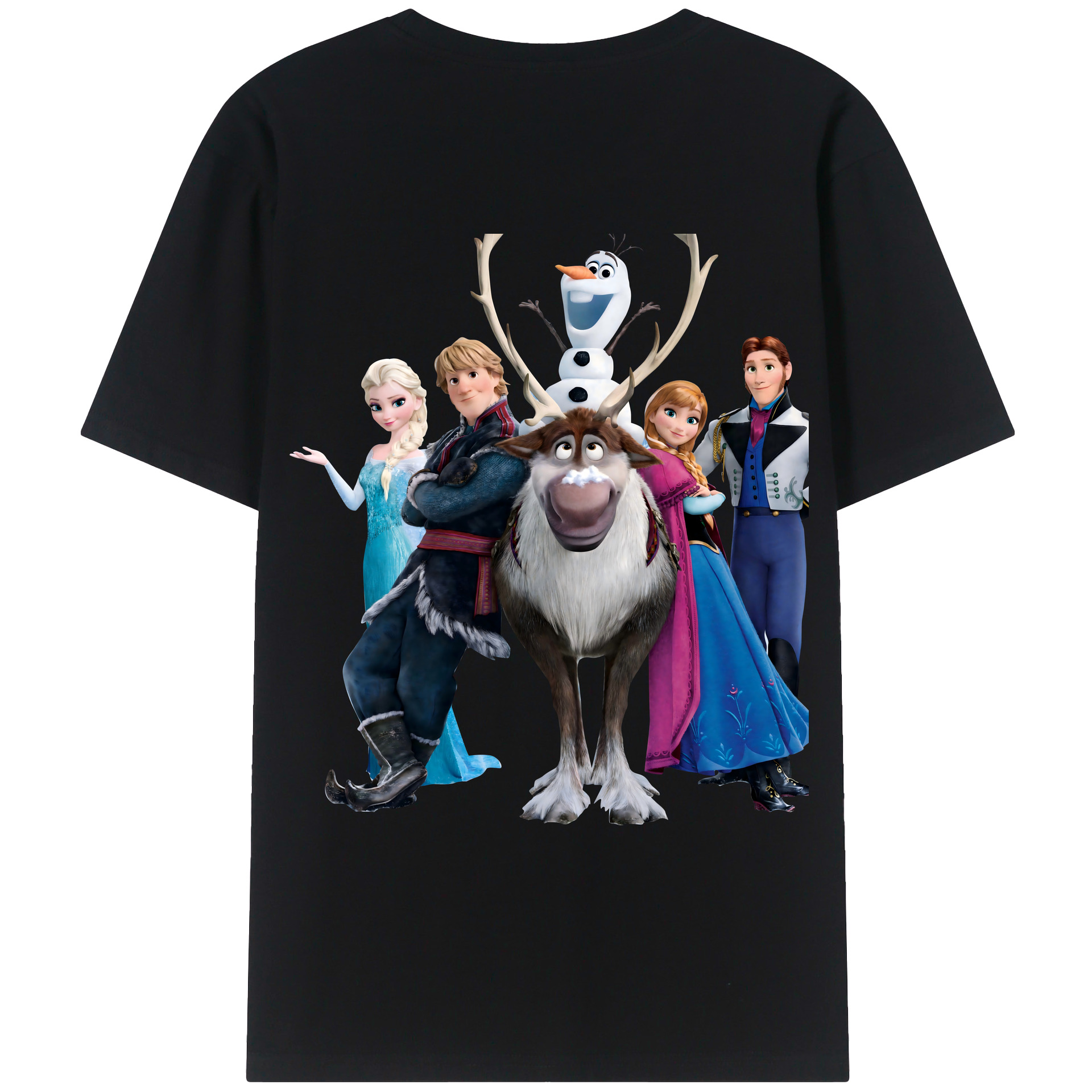 （画像用） アナと雪の女王 アンナ エルサ Frozen Anna Elsa 綿100％ メンズ半袖Tシャツ（バックプリント） 通気性