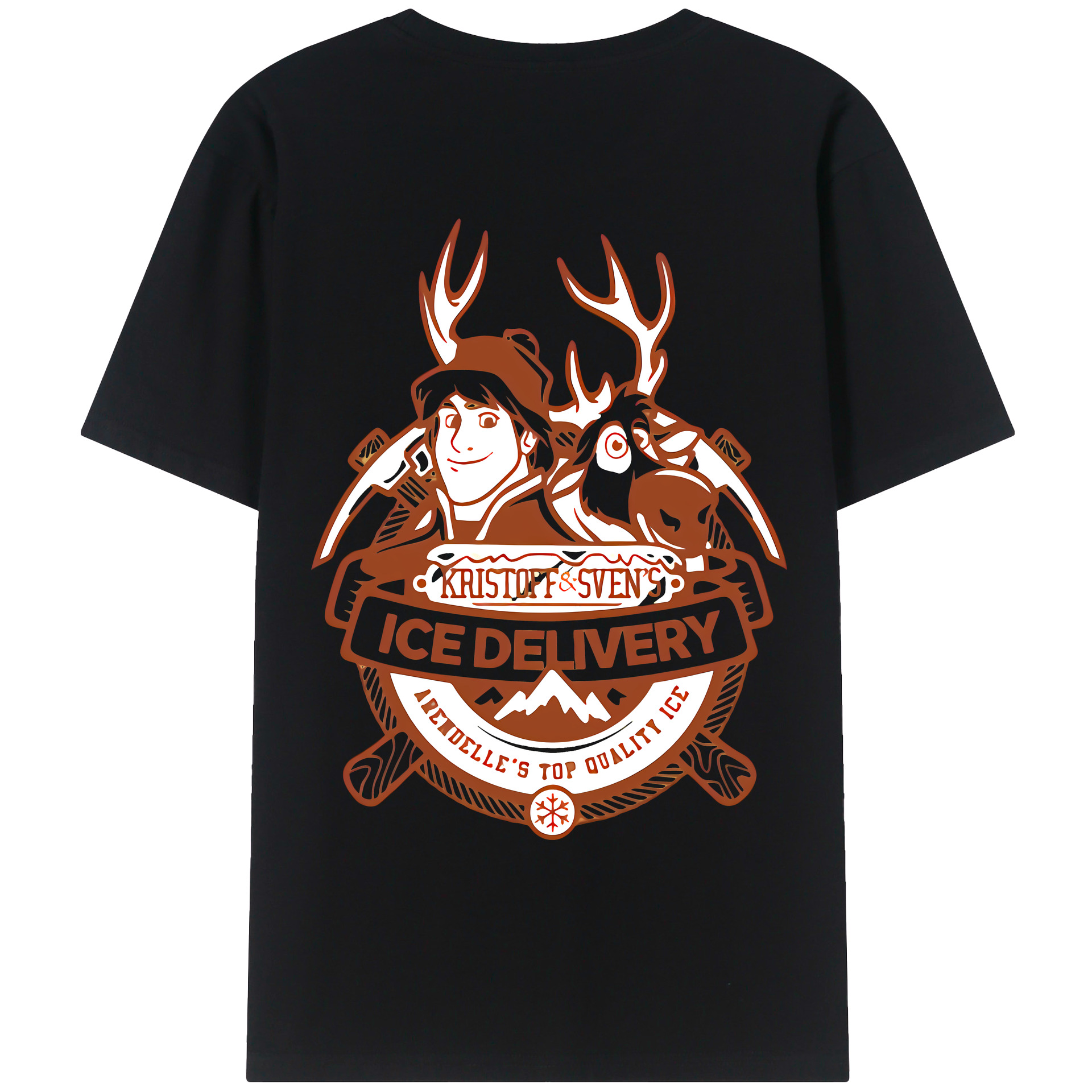 （画像用） アナと雪の女王 アンナ エルサ Frozen Anna Elsa 綿100％ メンズ半袖Tシャツ（バックプリント） 通気性