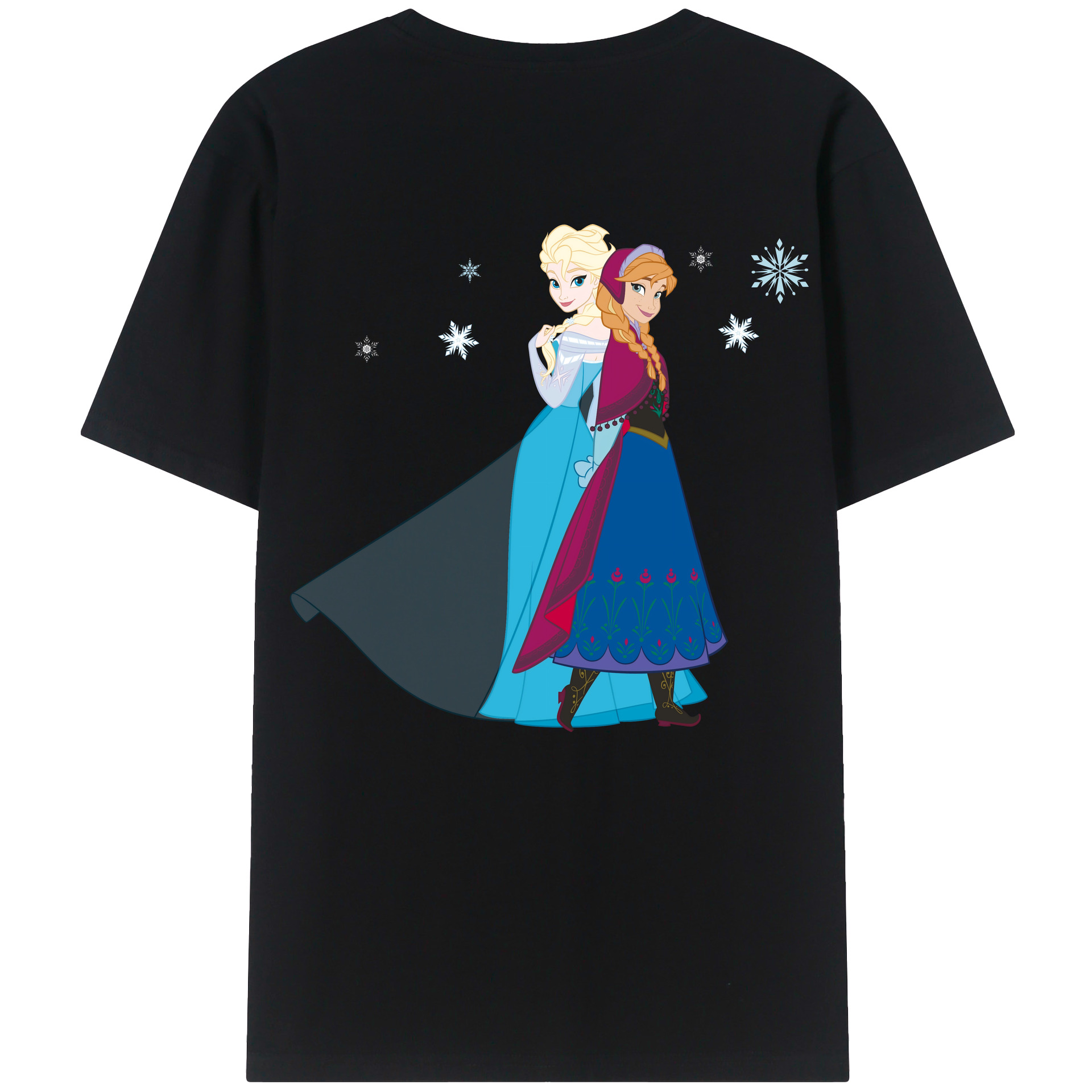 （画像用） アナと雪の女王 アンナ エルサ Frozen Anna Elsa 綿100％ メンズ半袖Tシャツ（バックプリント） 通気性
