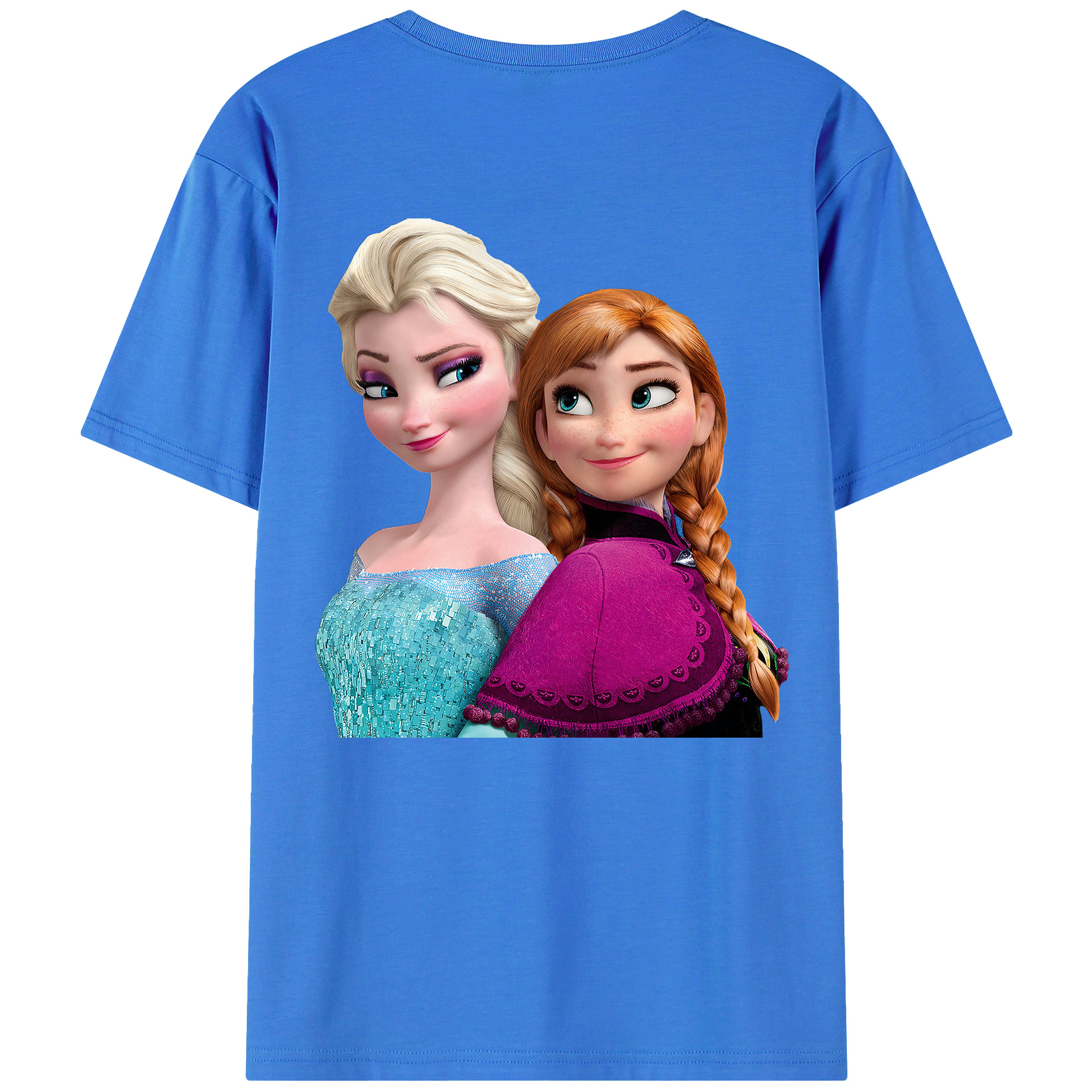 （画像用） アナと雪の女王 アンナ エルサ Frozen Anna Elsa 綿100％ メンズ半袖Tシャツ（バックプリント） 通気性