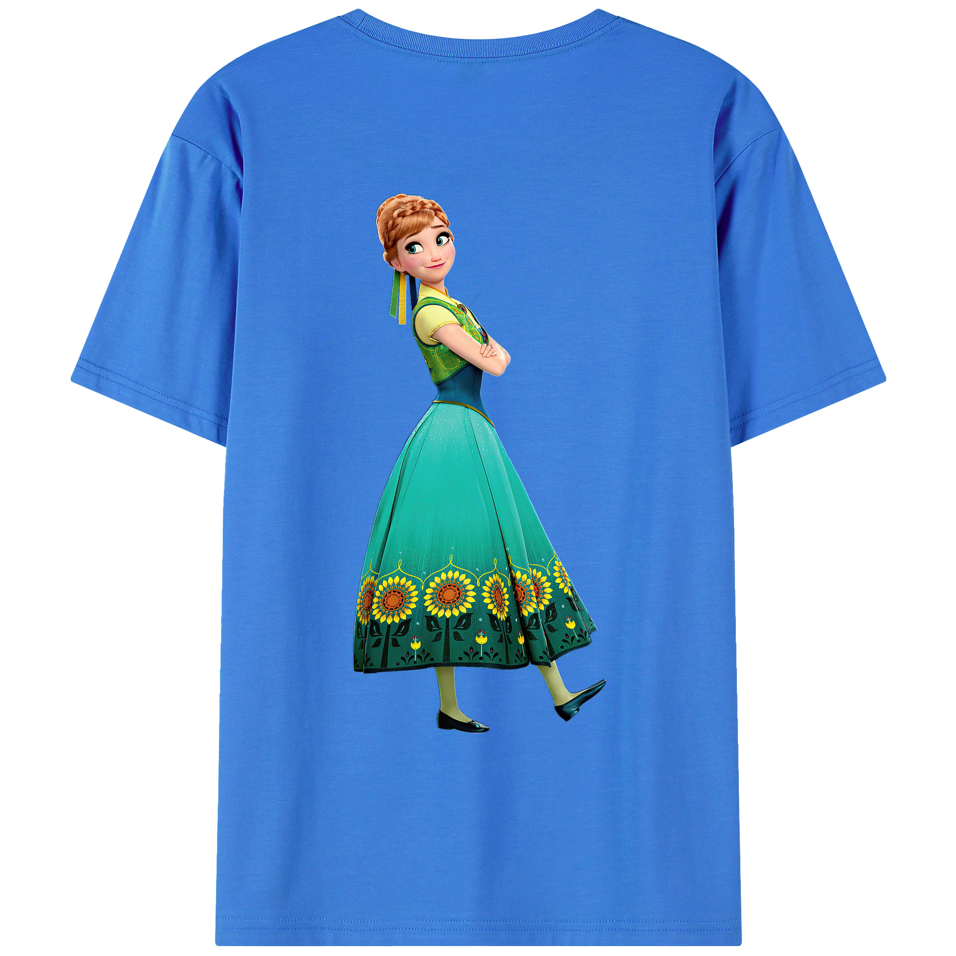（画像用） アナと雪の女王 アンナ エルサ Frozen Anna Elsa 綿100％ メンズ半袖Tシャツ（バックプリント） 通気性