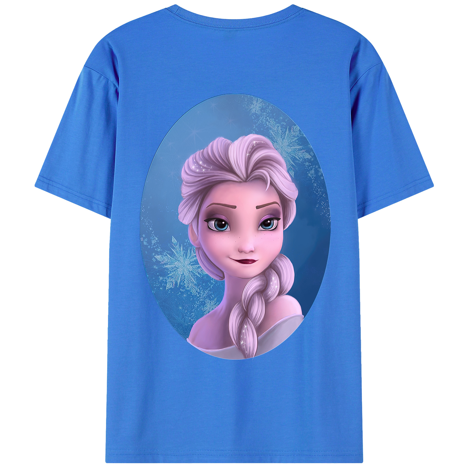 （画像用） アナと雪の女王 アンナ エルサ Frozen Anna Elsa 綿100％ メンズ半袖Tシャツ（バックプリント） 通気性