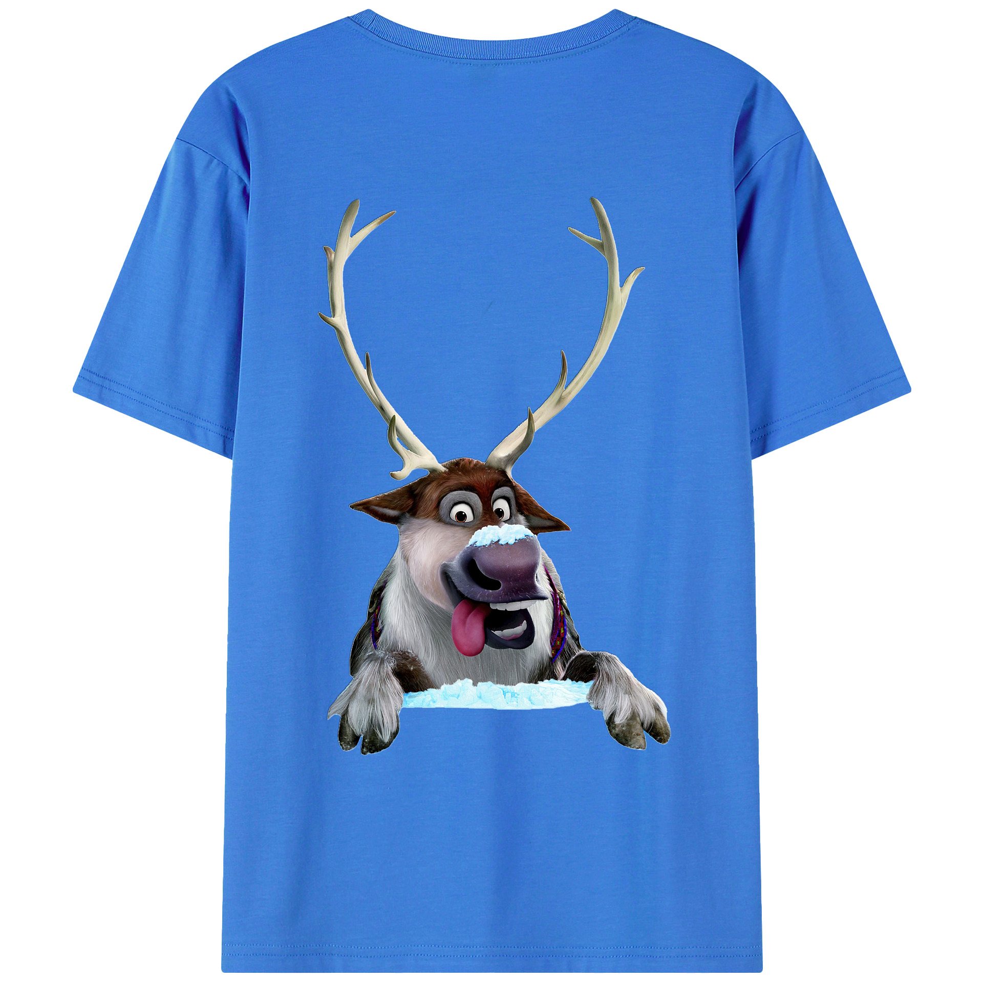 （画像用） アナと雪の女王 アンナ エルサ Frozen Anna Elsa 綿100％ メンズ半袖Tシャツ（バックプリント） 通気性