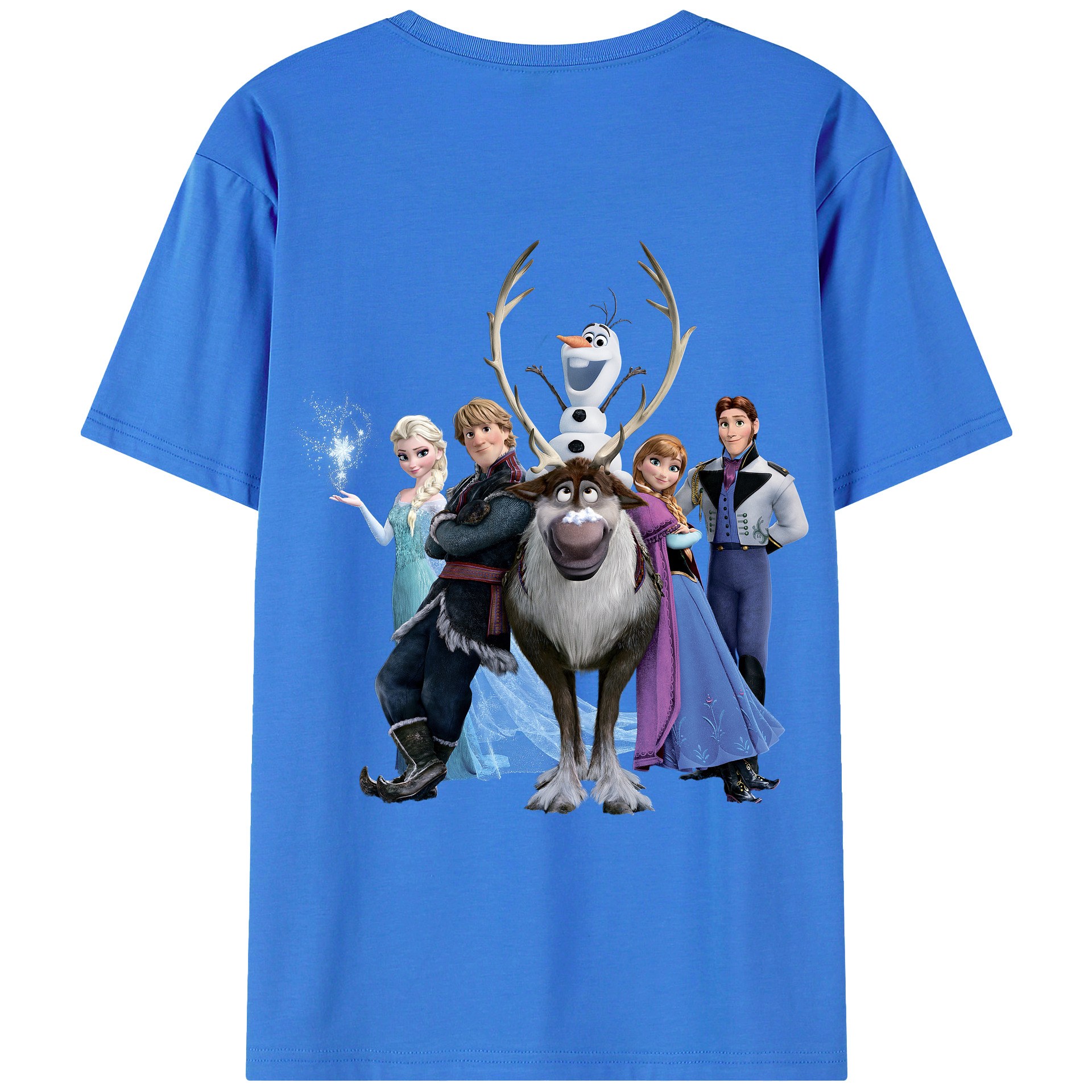 （画像用） アナと雪の女王 アンナ エルサ Frozen Anna Elsa 綿100％ メンズ半袖Tシャツ（バックプリント） 通気性