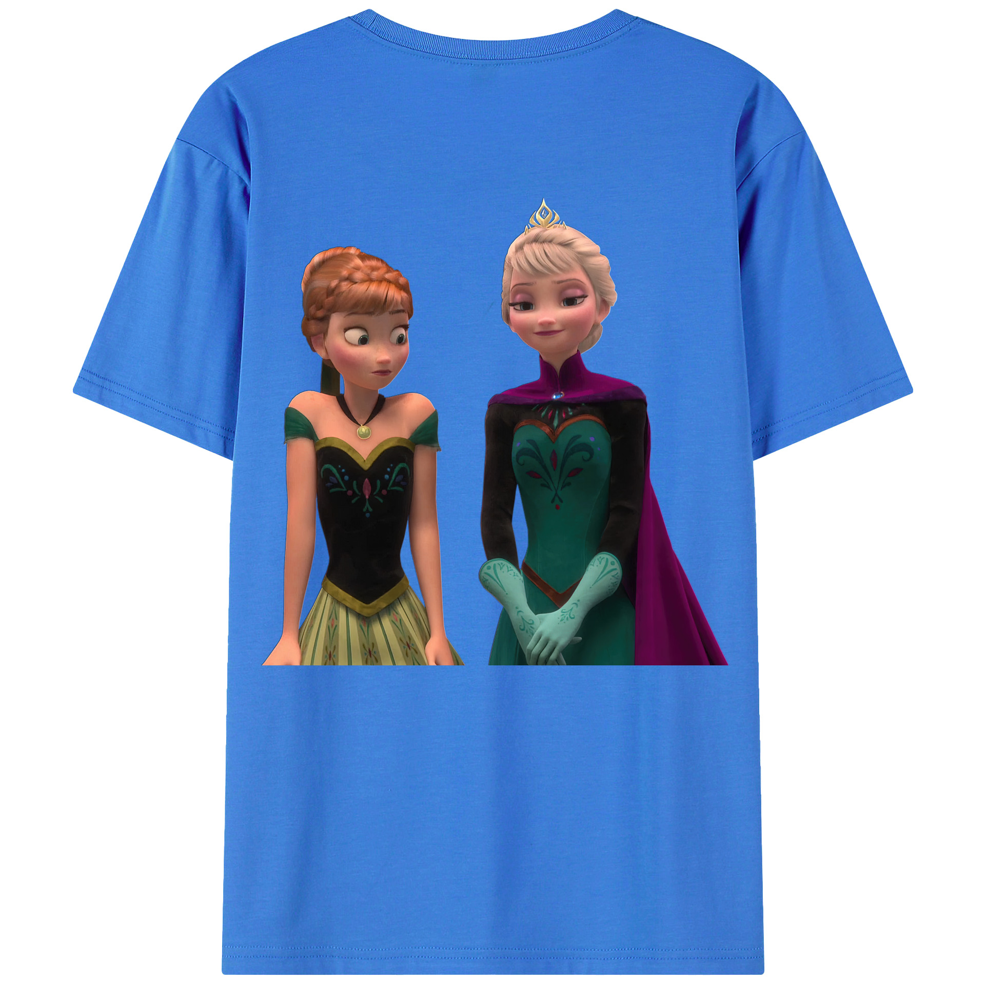 （画像用） アナと雪の女王 アンナ エルサ Frozen Anna Elsa 綿100％ メンズ半袖Tシャツ（バックプリント） 通気性