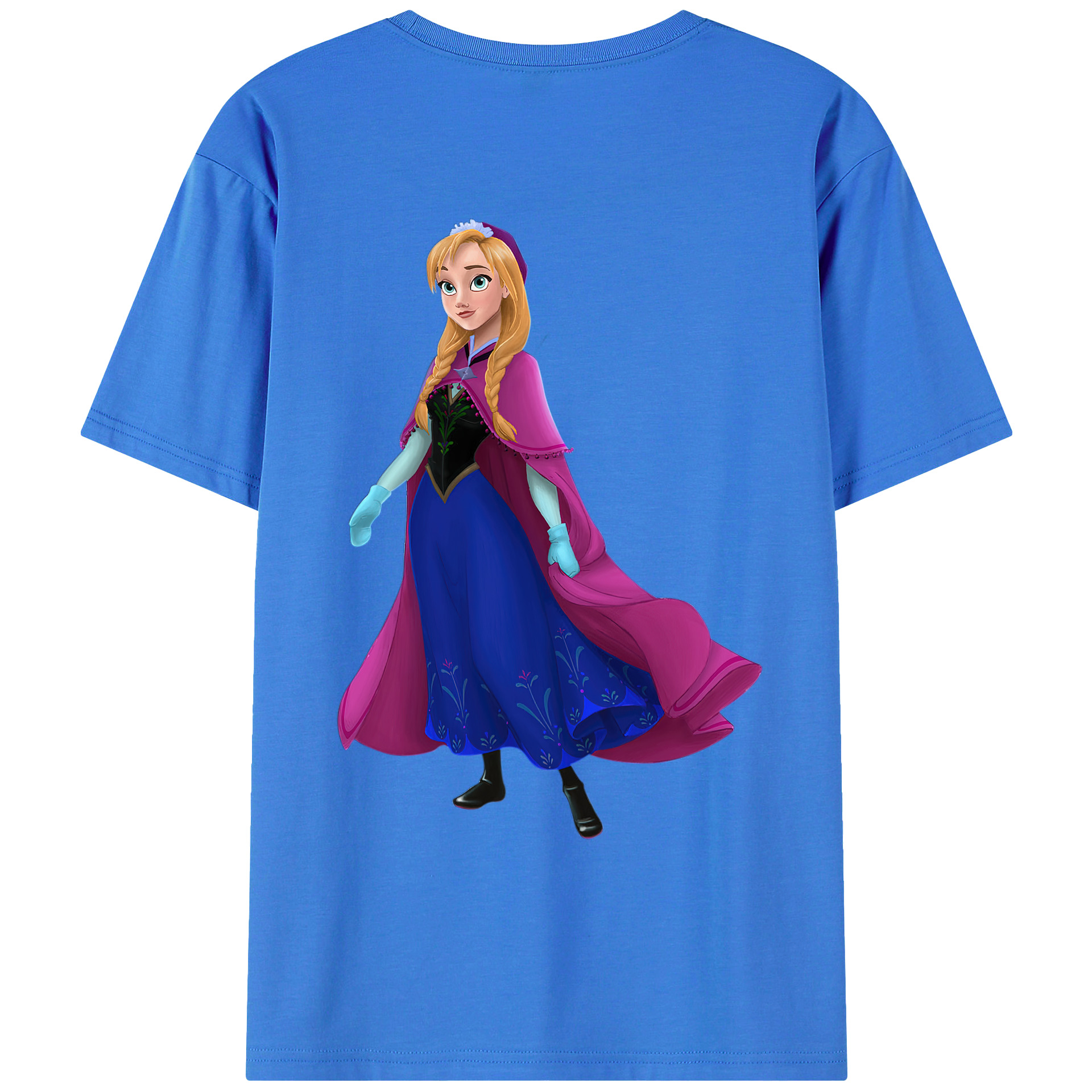 （画像用） アナと雪の女王 アンナ エルサ Frozen Anna Elsa 綿100％ メンズ半袖Tシャツ（バックプリント） 通気性