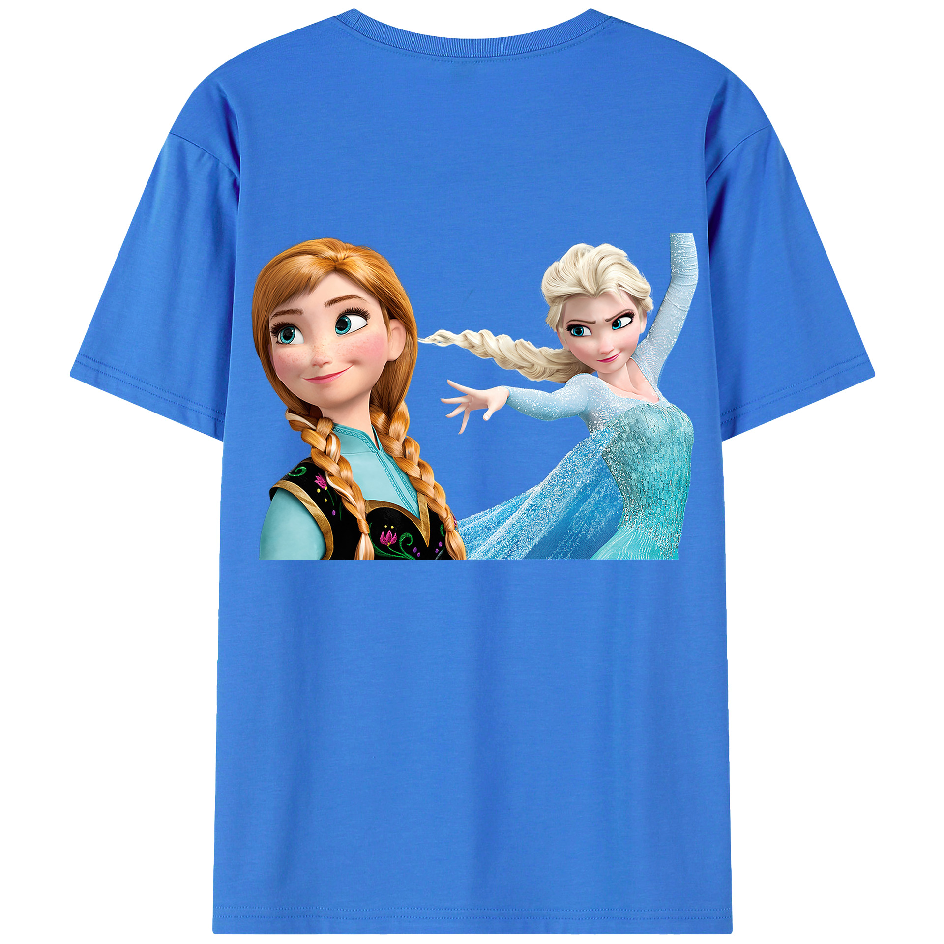 （画像用） アナと雪の女王 アンナ エルサ Frozen Anna Elsa 綿100％ メンズ半袖Tシャツ（バックプリント） 通気性