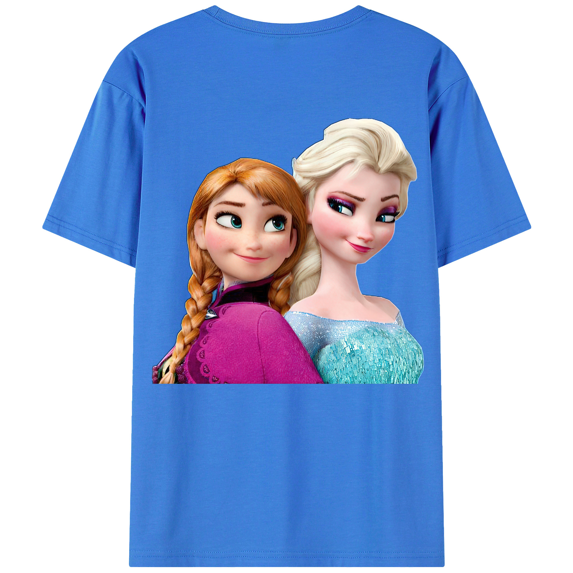（画像用） アナと雪の女王 アンナ エルサ Frozen Anna Elsa 綿100％ メンズ半袖Tシャツ（バックプリント） 通気性