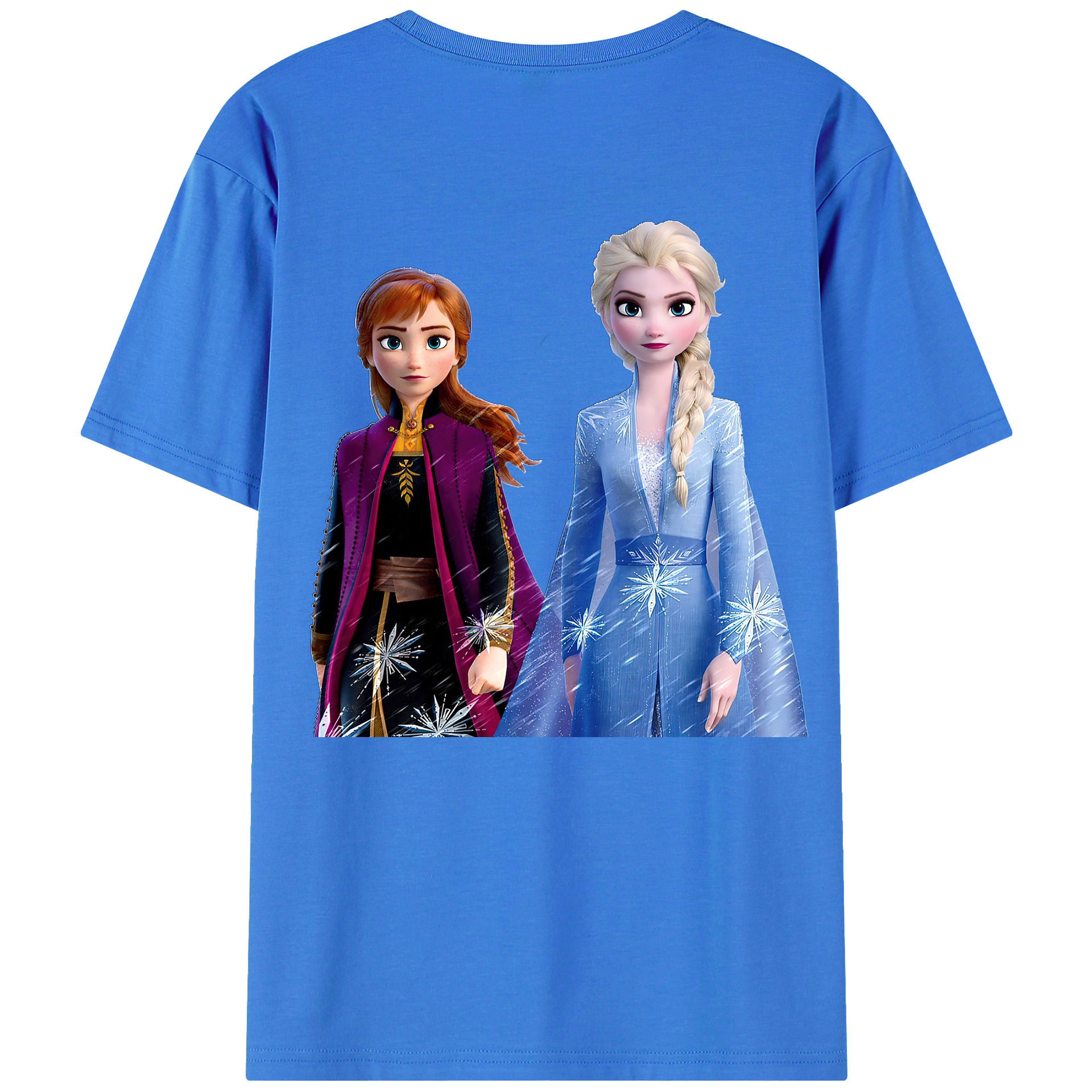 （画像用） アナと雪の女王 アンナ エルサ Frozen Anna Elsa 綿100％ メンズ半袖Tシャツ（バックプリント） 通気性