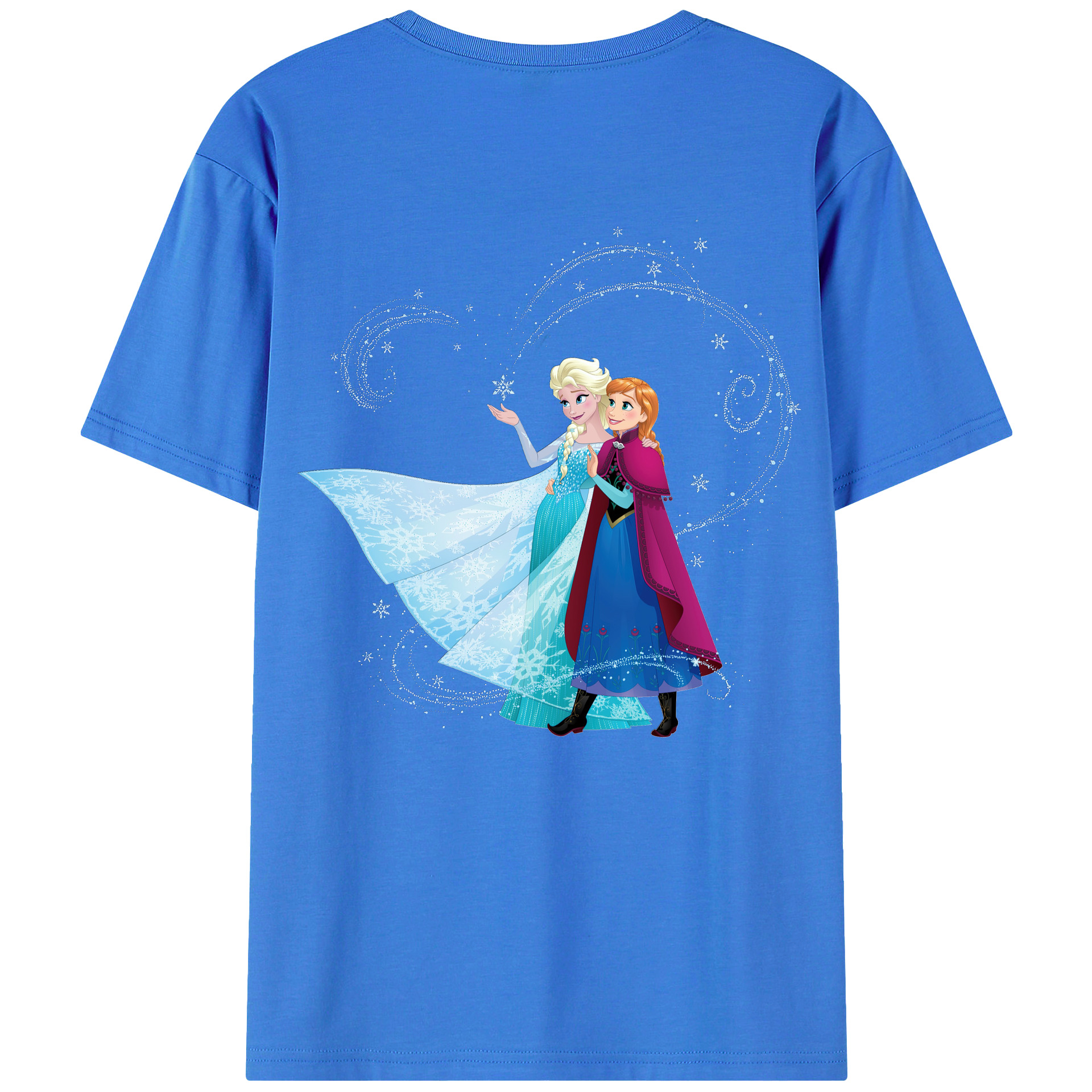 （画像用） アナと雪の女王 アンナ エルサ Frozen Anna Elsa 綿100％ メンズ半袖Tシャツ（バックプリント） 通気性