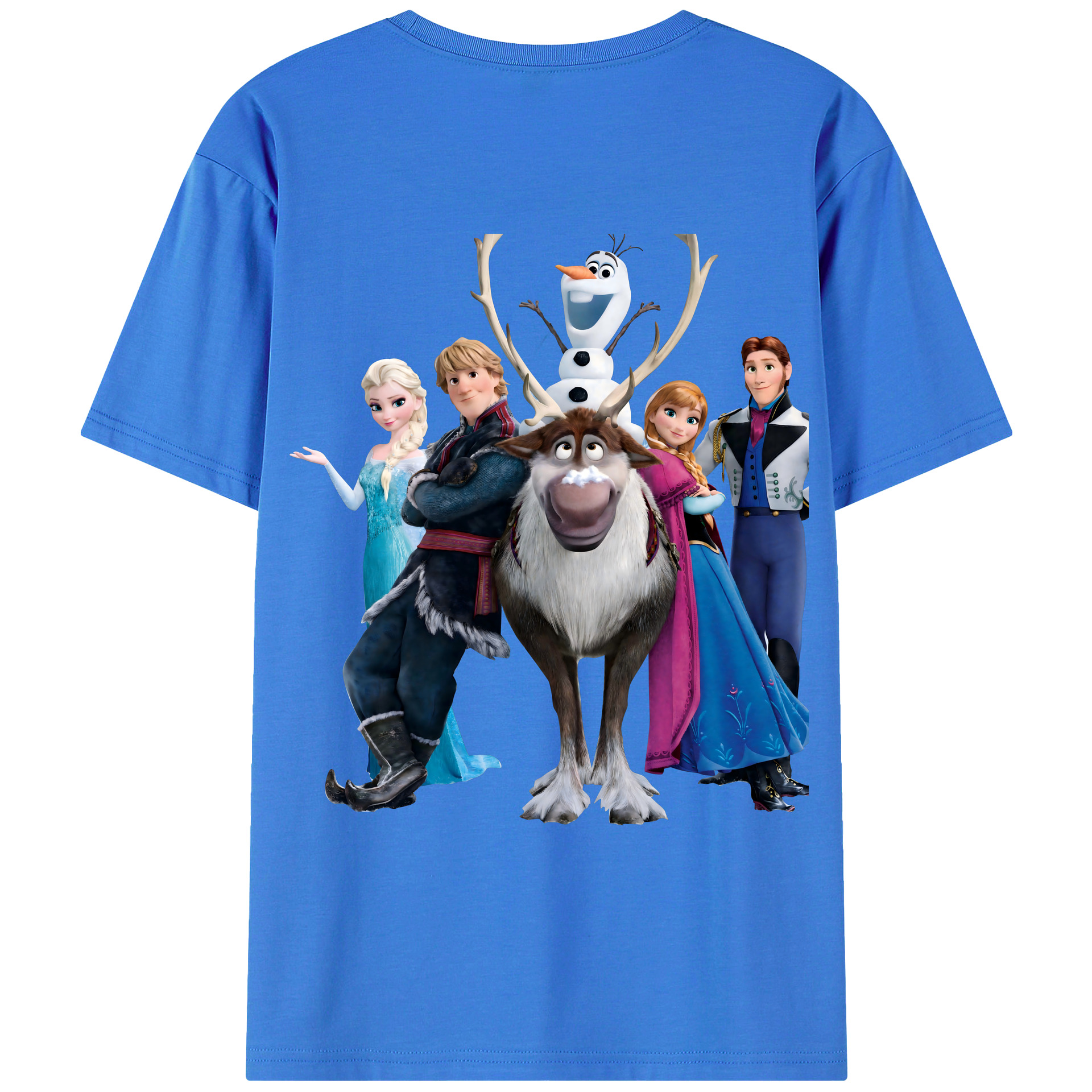 （画像用） アナと雪の女王 アンナ エルサ Frozen Anna Elsa 綿100％ メンズ半袖Tシャツ（バックプリント） 通気性