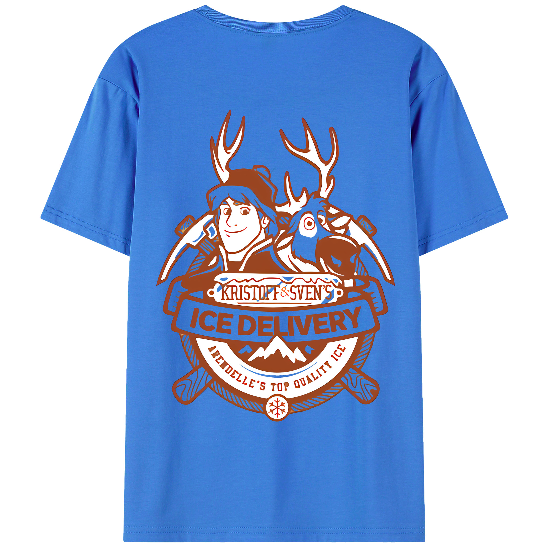 （画像用） アナと雪の女王 アンナ エルサ Frozen Anna Elsa 綿100％ メンズ半袖Tシャツ（バックプリント） 通気性