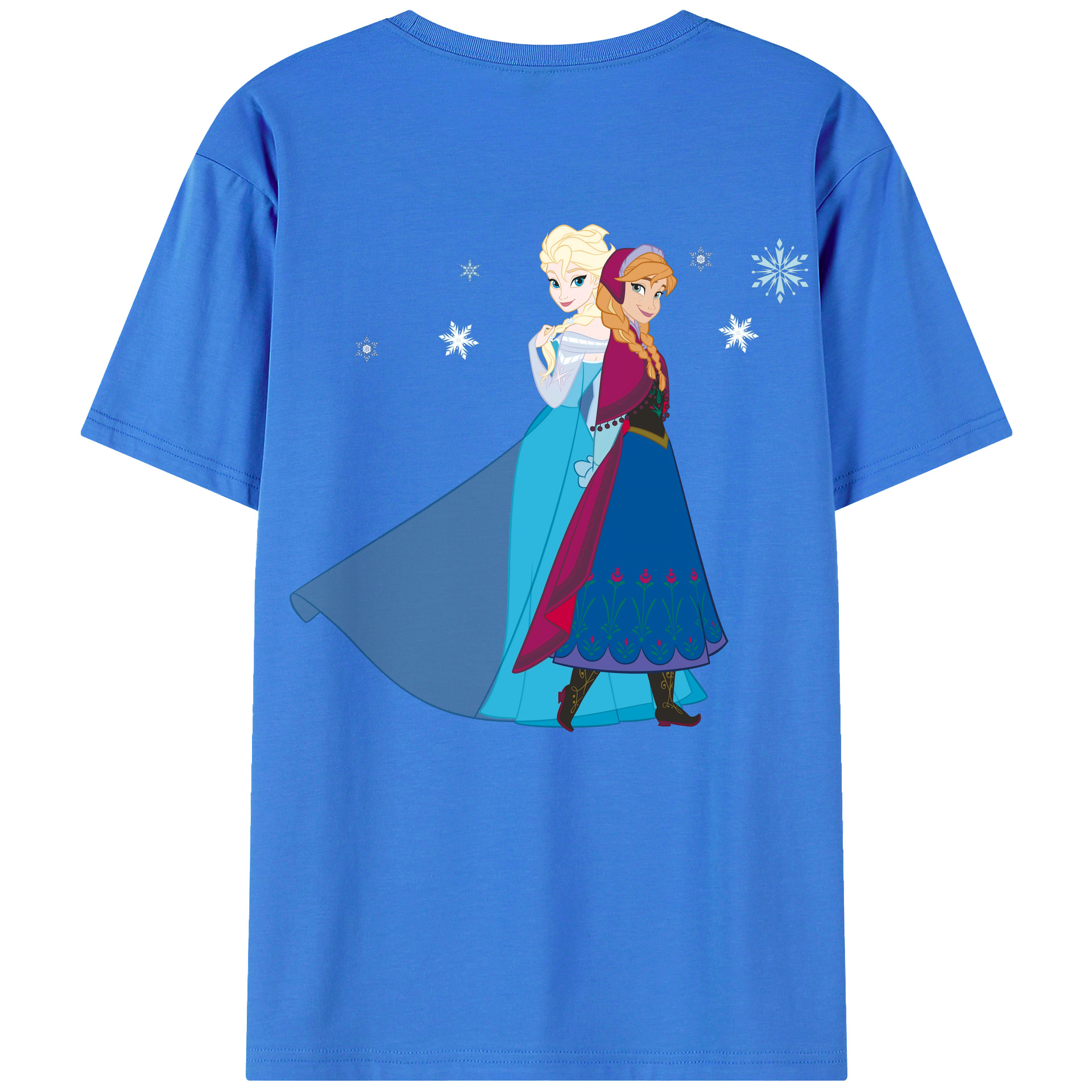 （画像用） アナと雪の女王 アンナ エルサ Frozen Anna Elsa 綿100％ メンズ半袖Tシャツ（バックプリント） 通気性