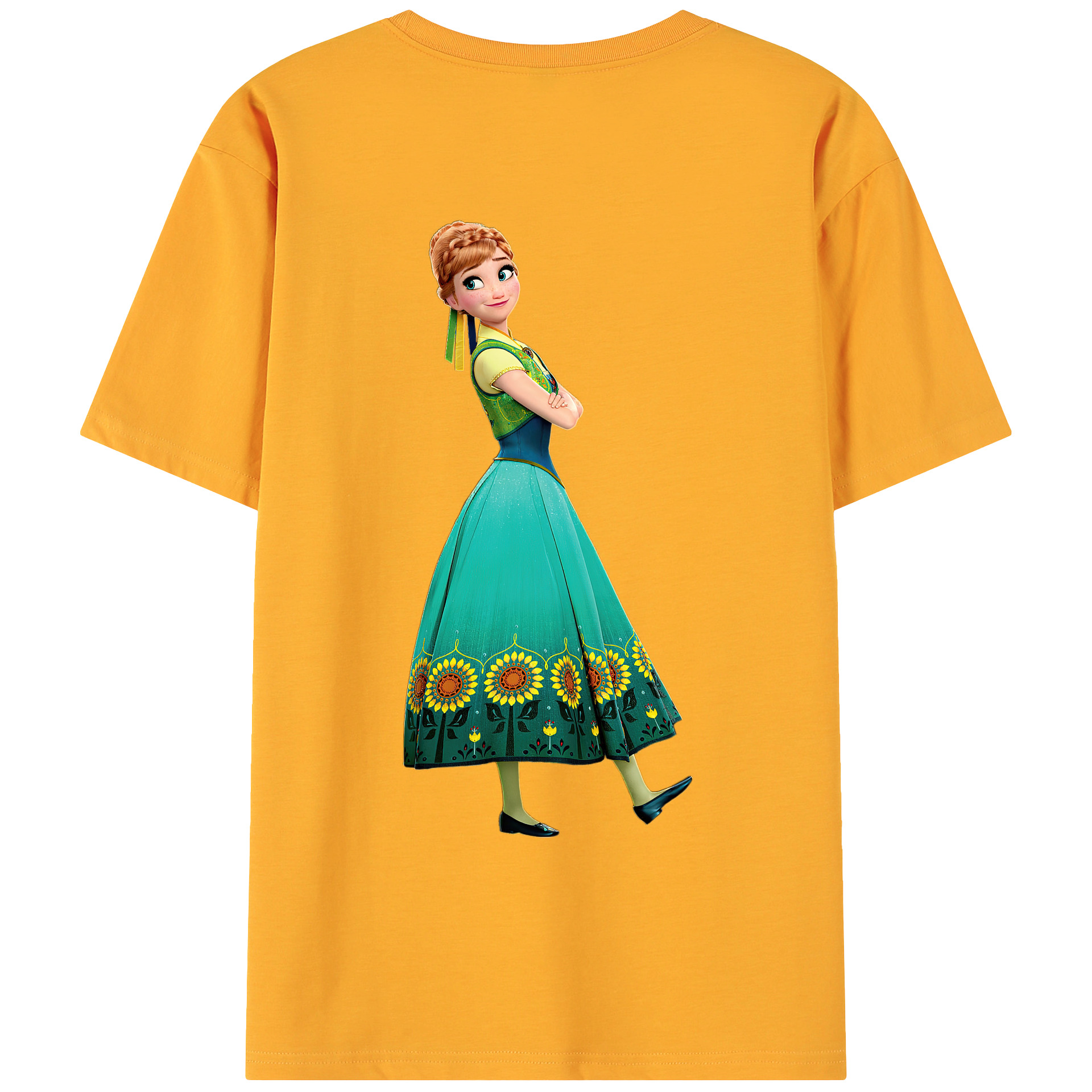 （画像用） アナと雪の女王 アンナ エルサ Frozen Anna Elsa 綿100％ メンズ半袖Tシャツ（バックプリント） 通気性