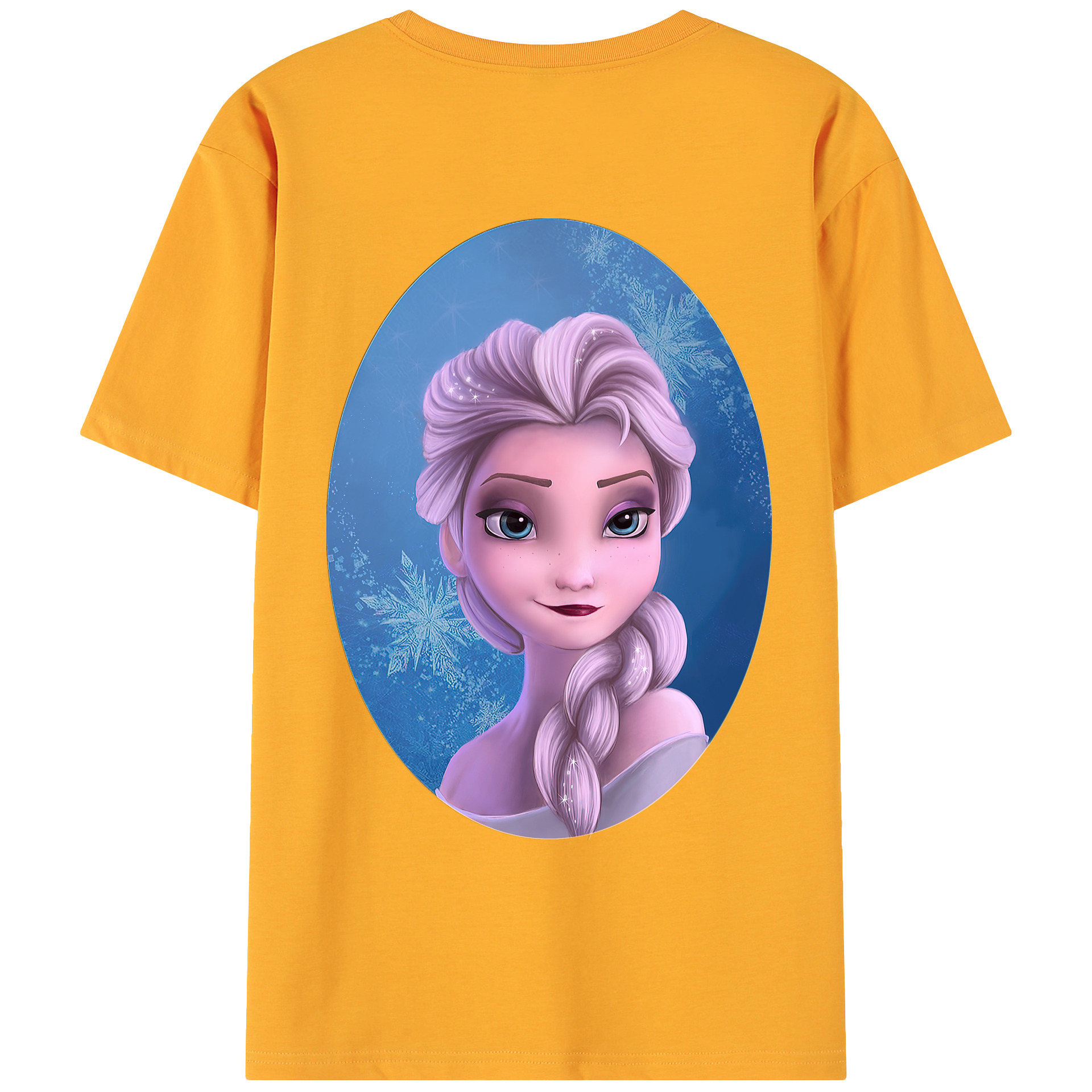 （画像用） アナと雪の女王 アンナ エルサ Frozen Anna Elsa 綿100％ メンズ半袖Tシャツ（バックプリント） 通気性