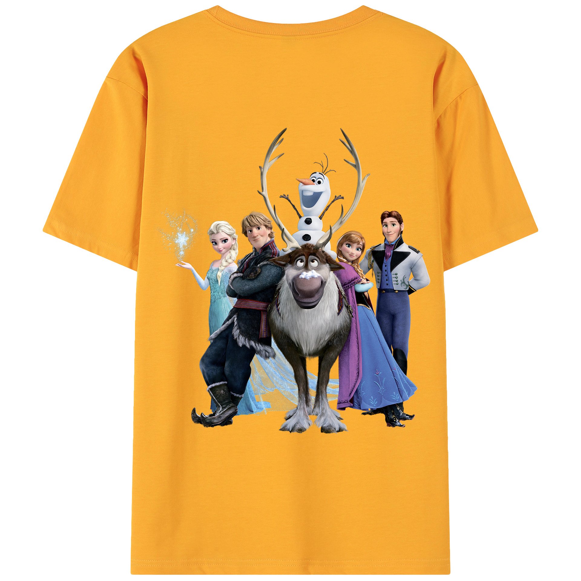 （画像用） アナと雪の女王 アンナ エルサ Frozen Anna Elsa 綿100％ メンズ半袖Tシャツ（バックプリント） 通気性