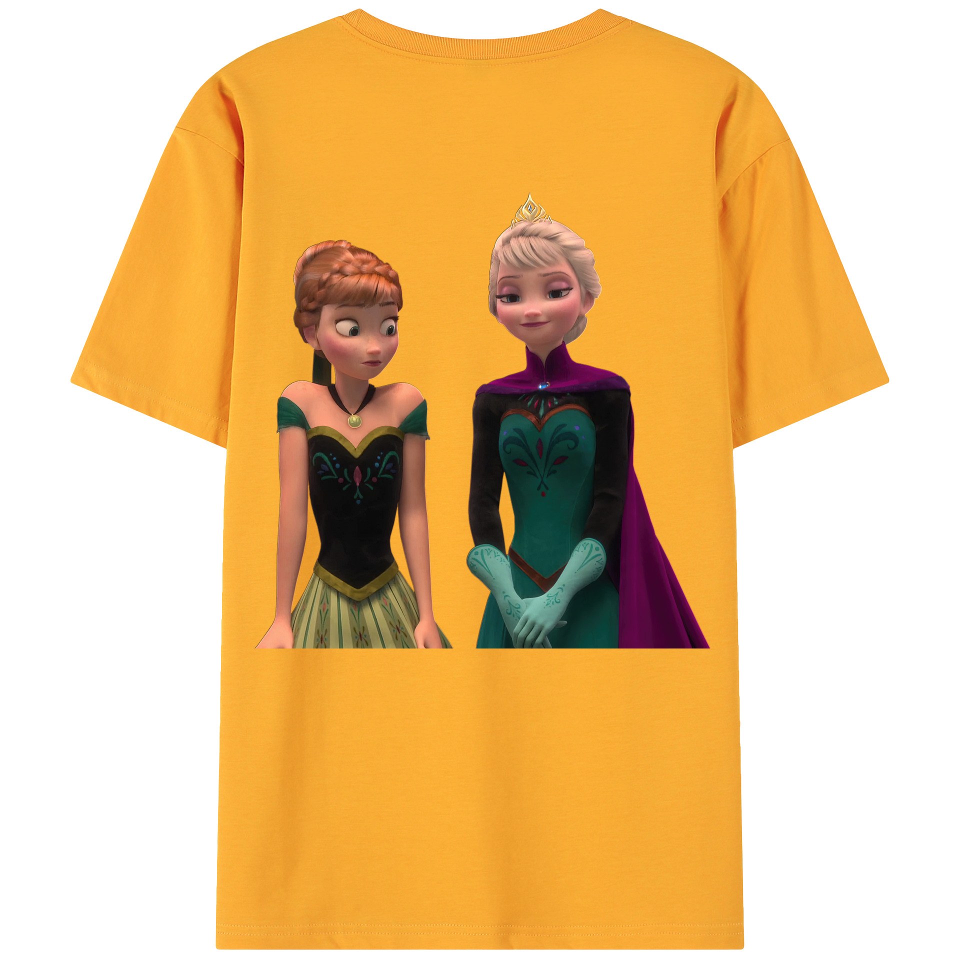 （画像用） アナと雪の女王 アンナ エルサ Frozen Anna Elsa 綿100％ メンズ半袖Tシャツ（バックプリント） 通気性