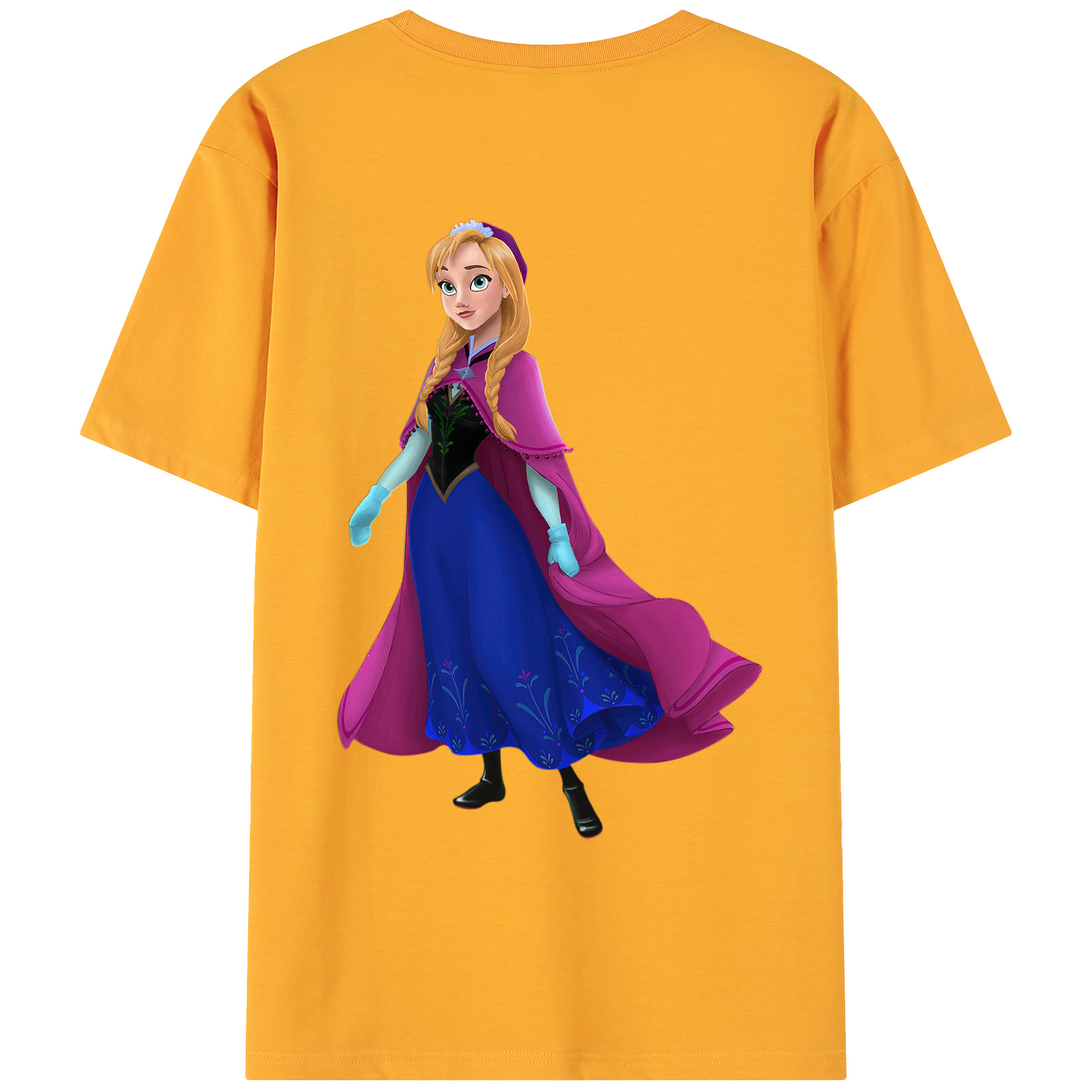 （画像用） アナと雪の女王 アンナ エルサ Frozen Anna Elsa 綿100％ メンズ半袖Tシャツ（バックプリント） 通気性