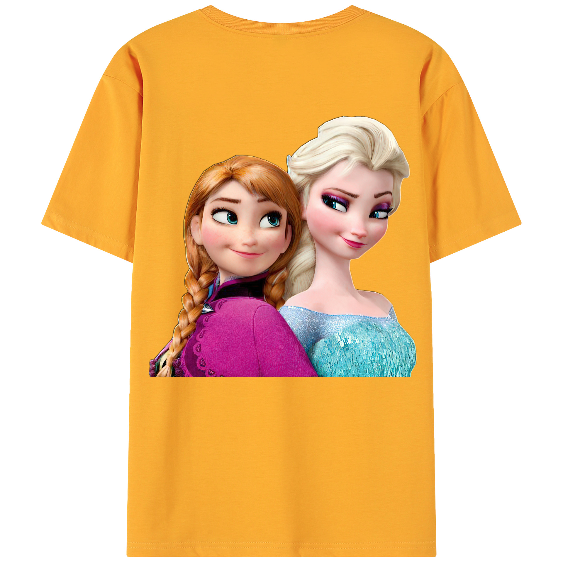 （画像用） アナと雪の女王 アンナ エルサ Frozen Anna Elsa 綿100％ メンズ半袖Tシャツ（バックプリント） 通気性